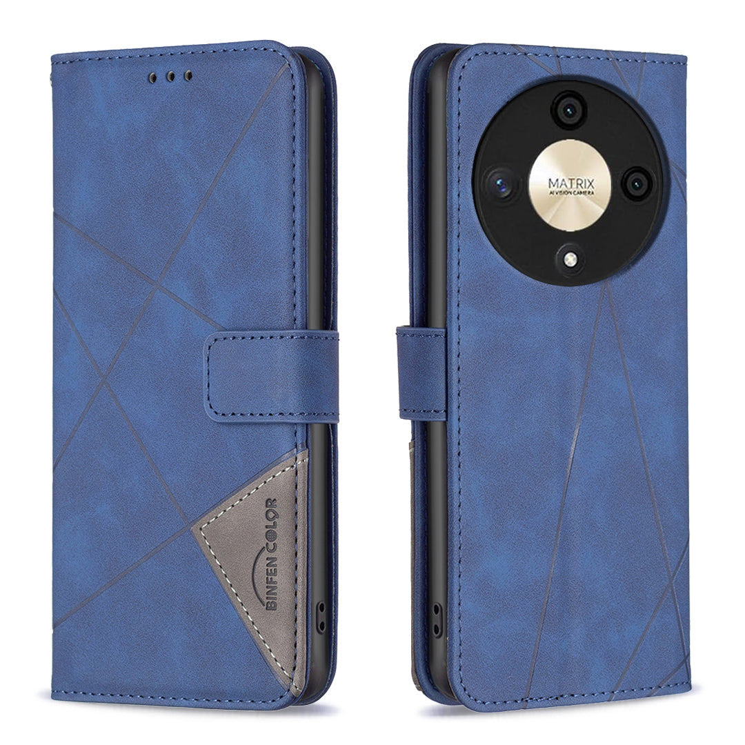 BINFEN COLOR BF05 For Honor X9b 5G / Magic6 Lite 5G Wallet Case Imprinted Leather Cover - Blue