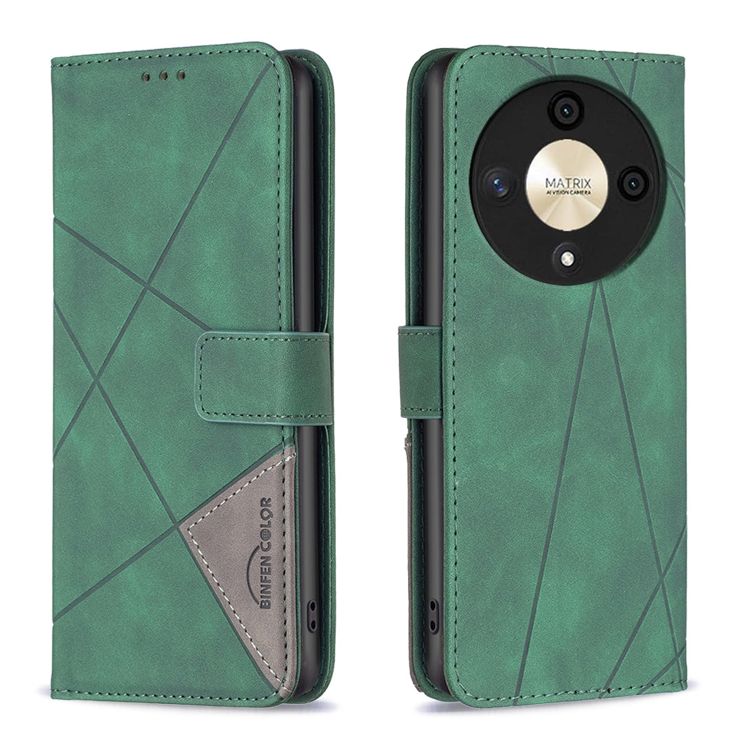 BINFEN COLOR BF05 For Honor X9b 5G / Magic6 Lite 5G Wallet Case Imprinted Leather Cover - Blue