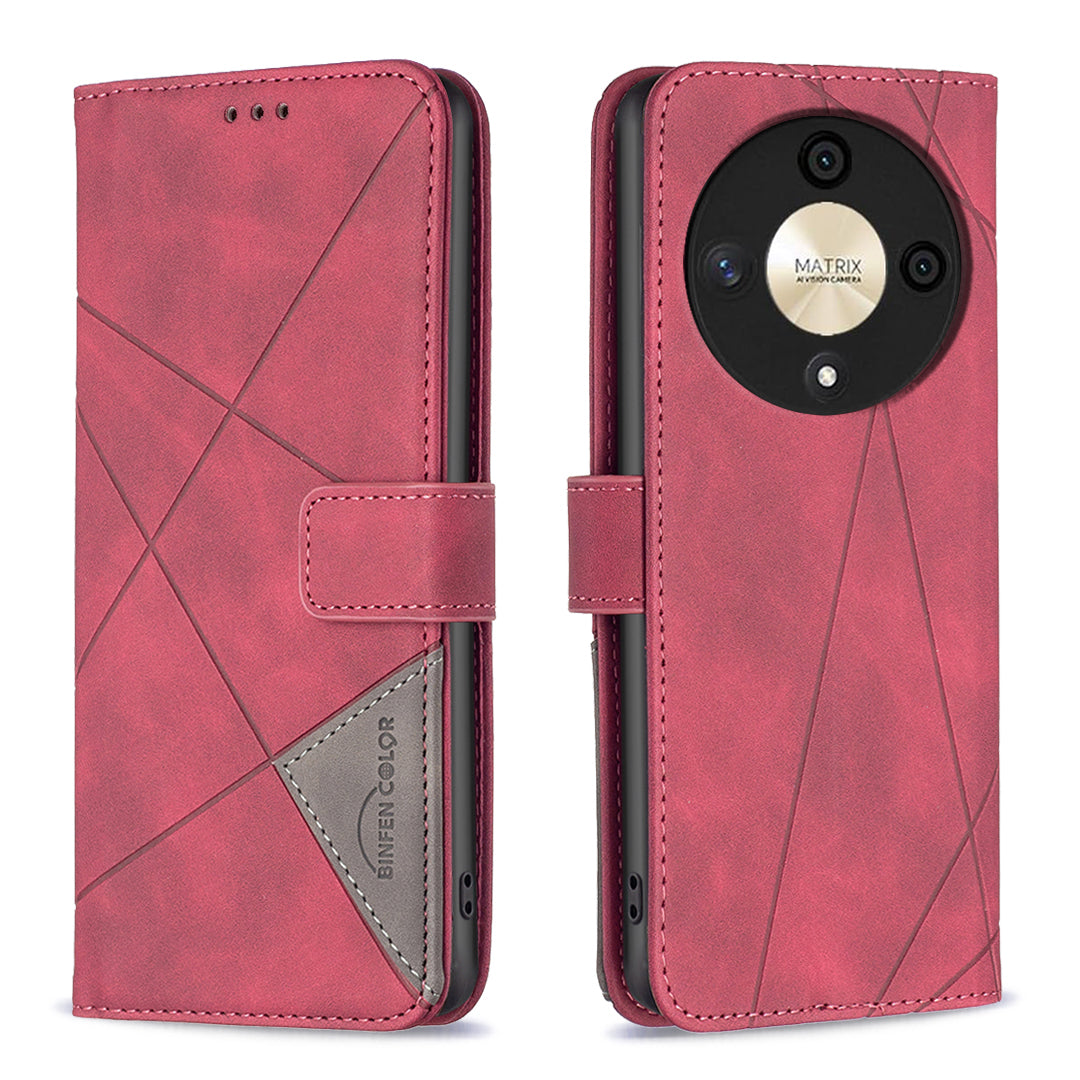 BINFEN COLOR BF05 For Honor X9b 5G / Magic6 Lite 5G Wallet Case Imprinted Leather Cover - Blue