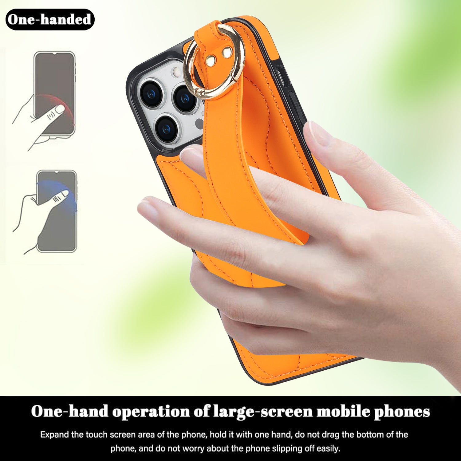 For iPhone 12 Pro Max Shockproof Case Wave Pattern PU+TPU Kickstand Phone Cover - Orange