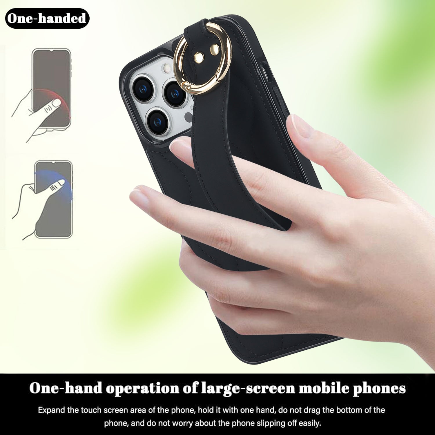 For iPhone 12 Pro Protective Case Wave Pattern PU+TPU Kickstand Phone Cover - Black