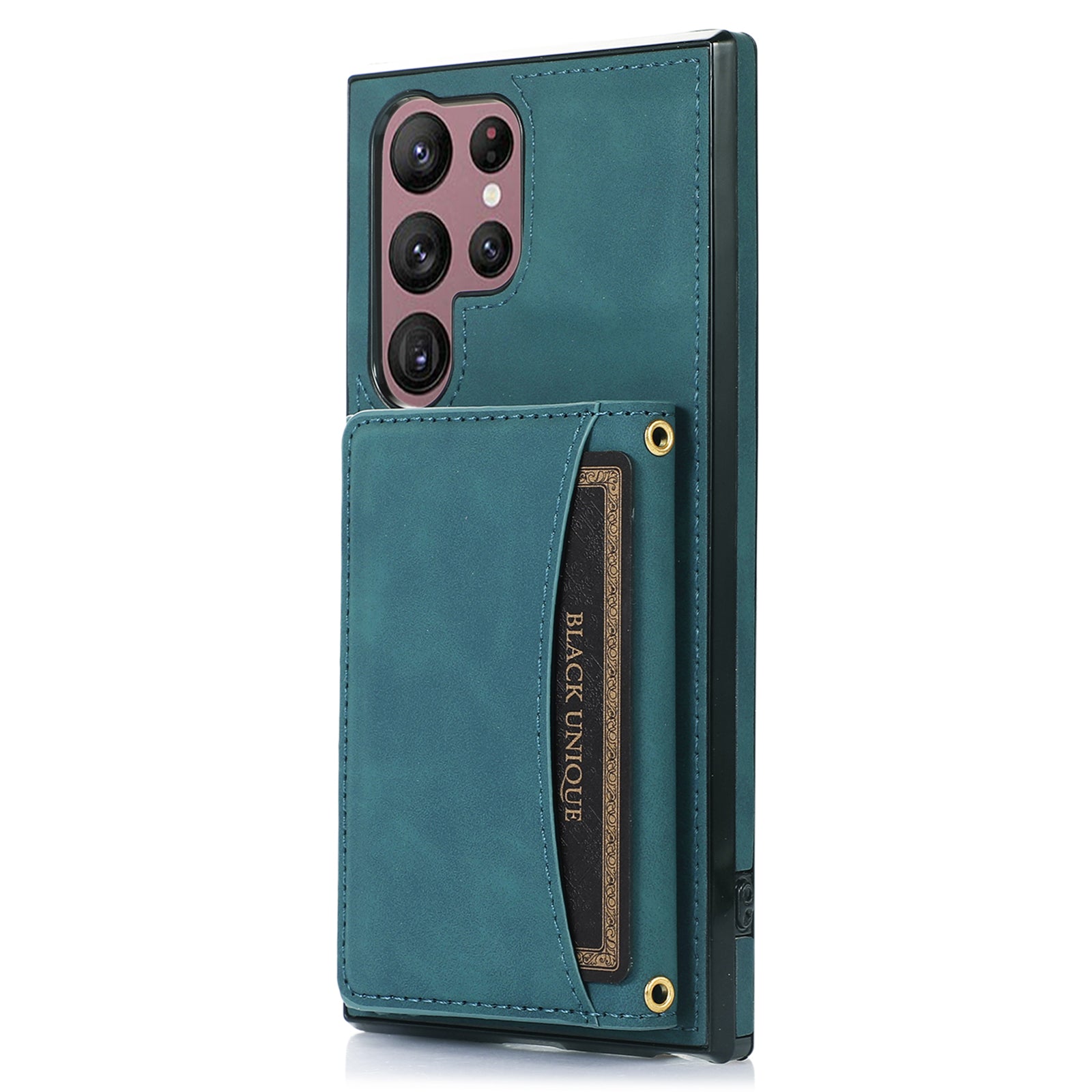 For Samsung Galaxy S24 Ultra Cell Phone Case Tri-fold Wallet Kickstand PU Leather Coated TPU Cover - Black