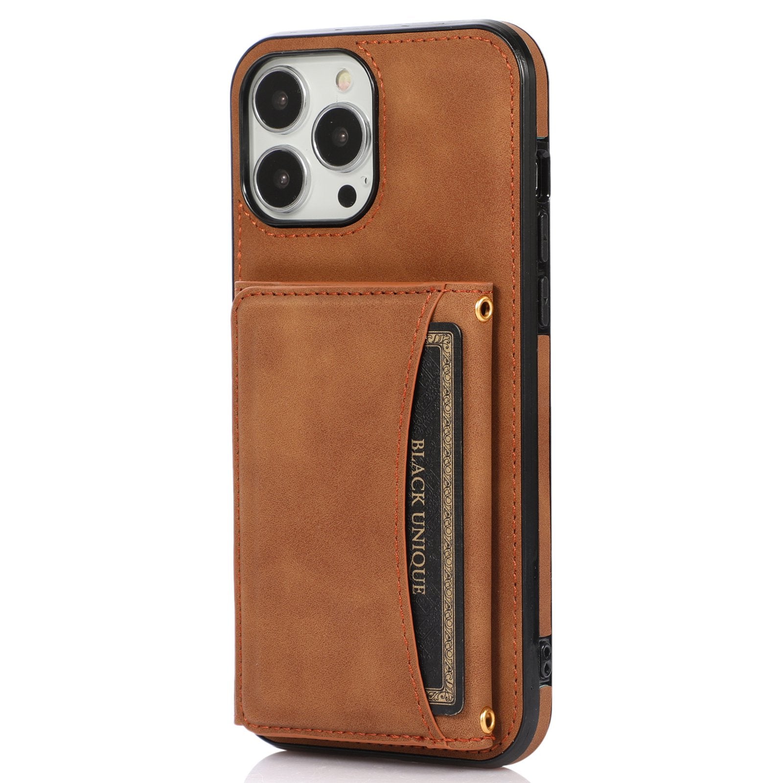 For iPhone 12 Pro Max 6.7 inch Cell Phone Case Tri-fold Wallet Anti-scratch PU Leather+TPU Cover - Black