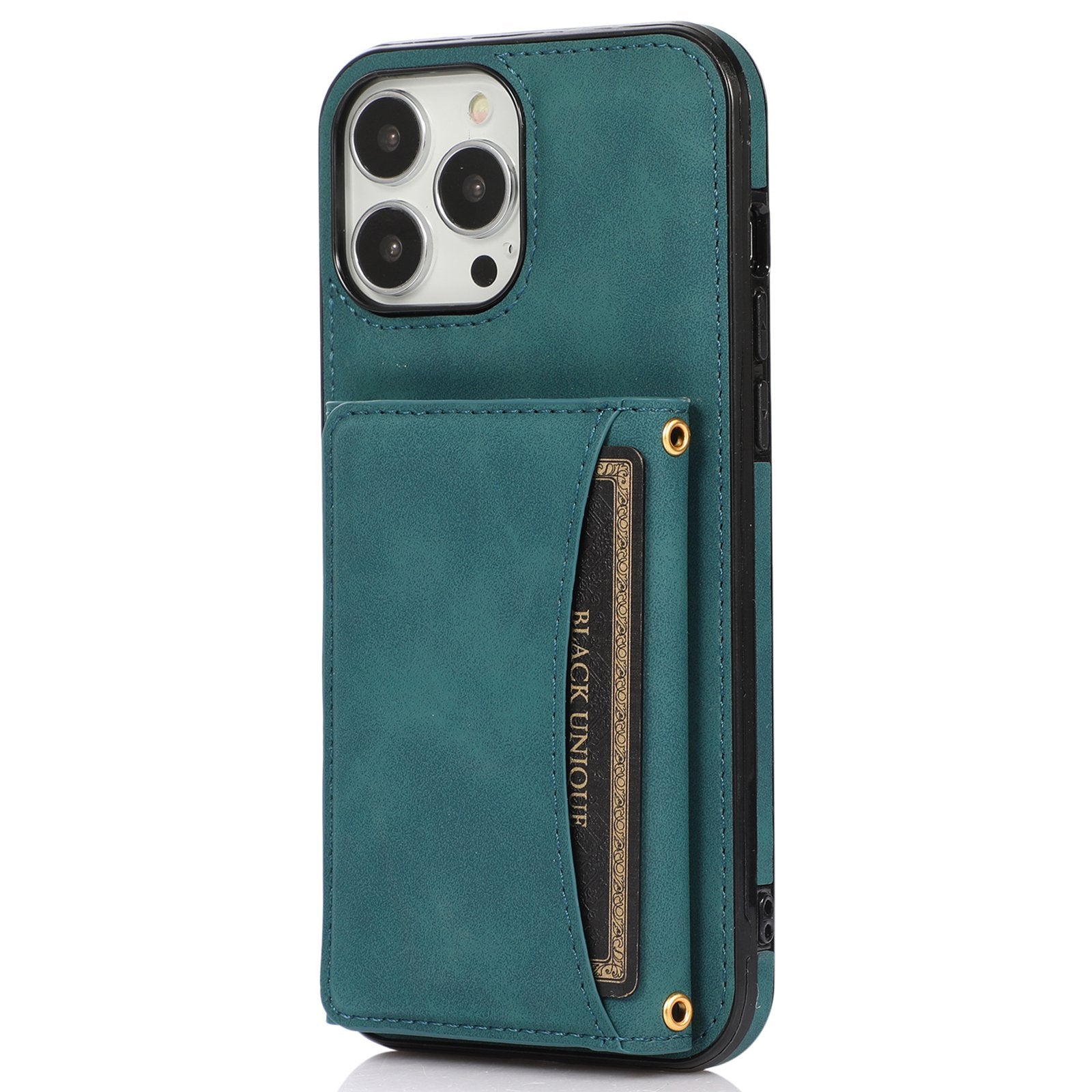 For iPhone 12 Pro Max 6.7 inch Cell Phone Case Tri-fold Wallet Anti-scratch PU Leather+TPU Cover - Black