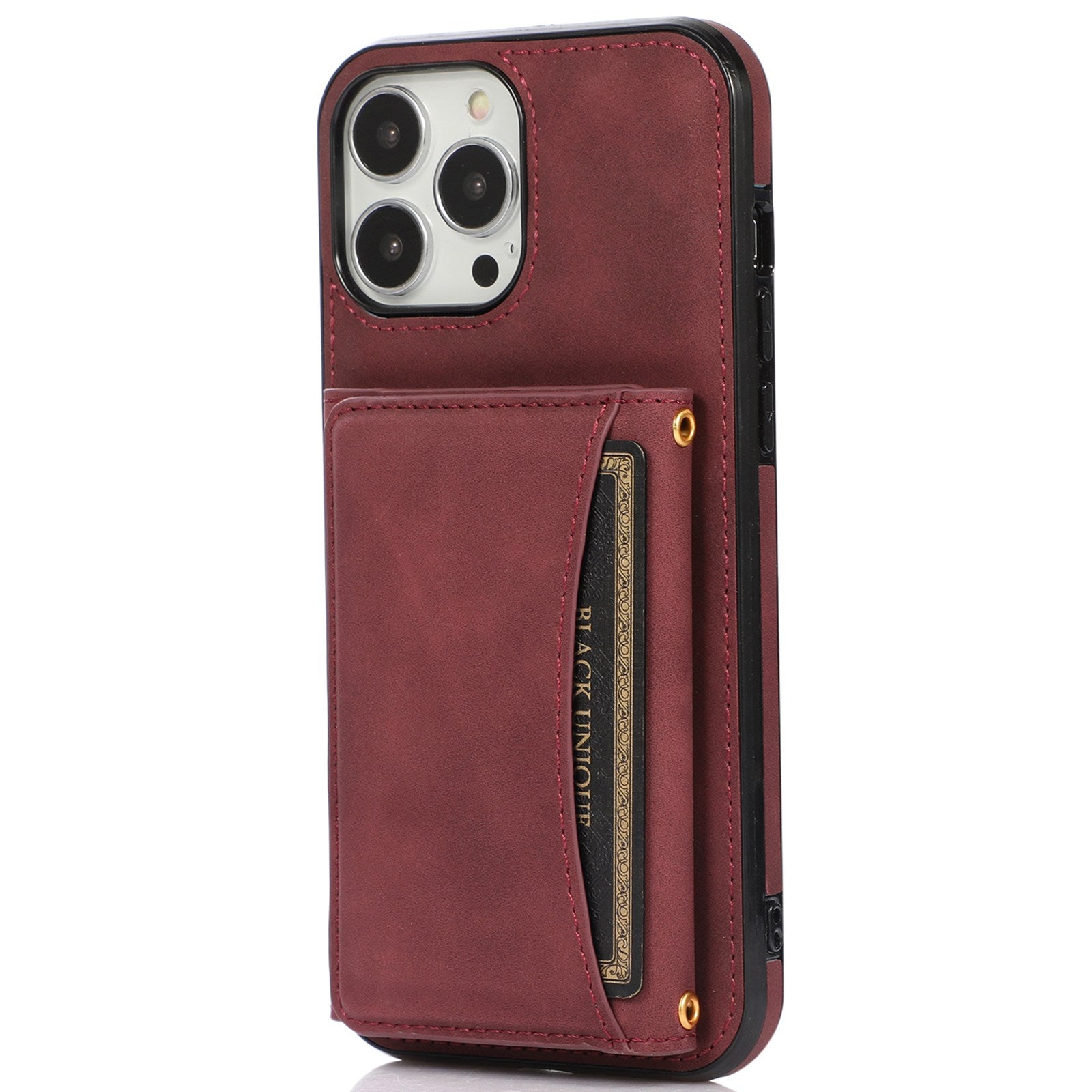 For iPhone 12 Pro Max 6.7 inch Cell Phone Case Tri-fold Wallet Anti-scratch PU Leather+TPU Cover - Black