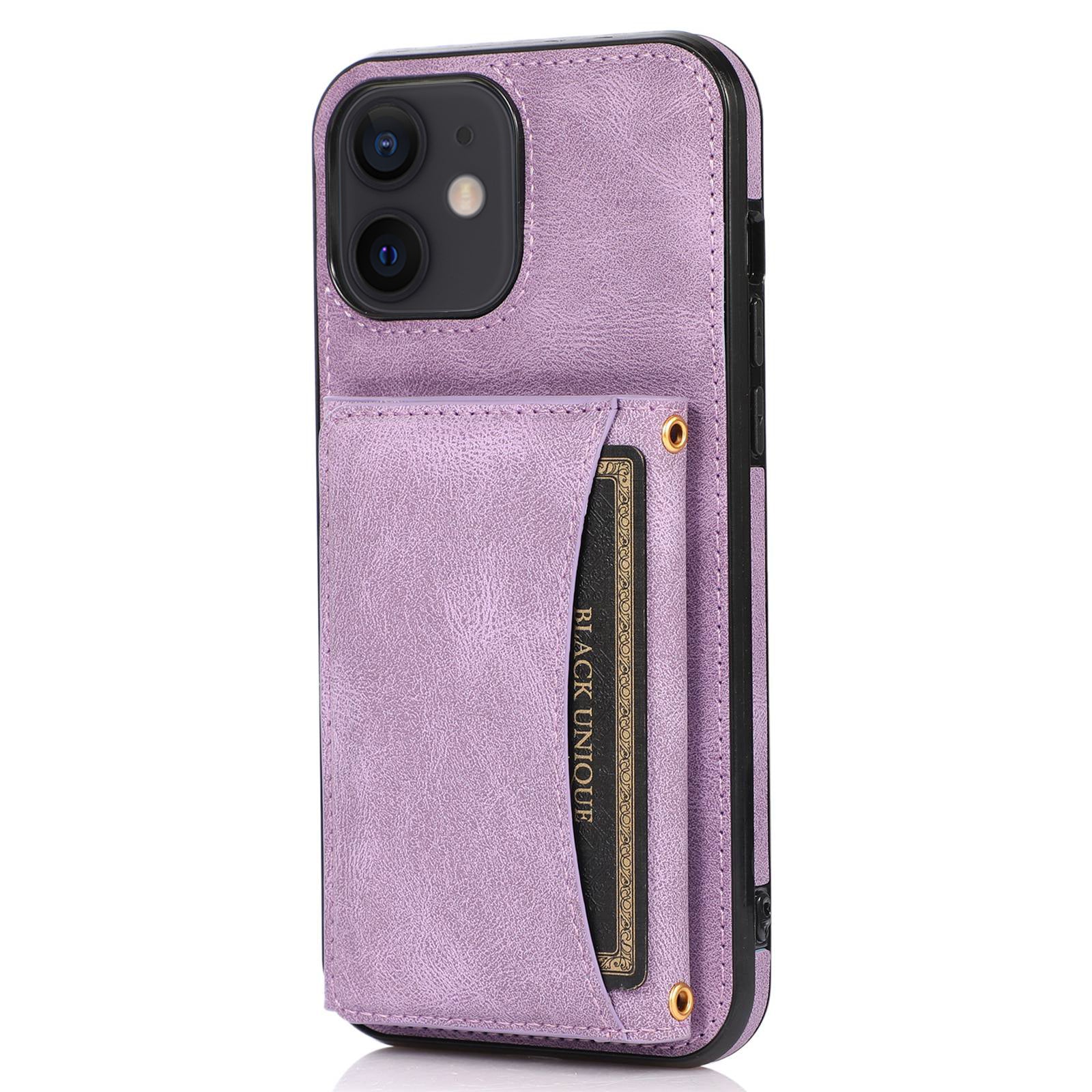 For iPhone 11 Cell Phone Case Tri-fold Wallet Drop-proof PU Leather+TPU Kickstand Back Cover - Black