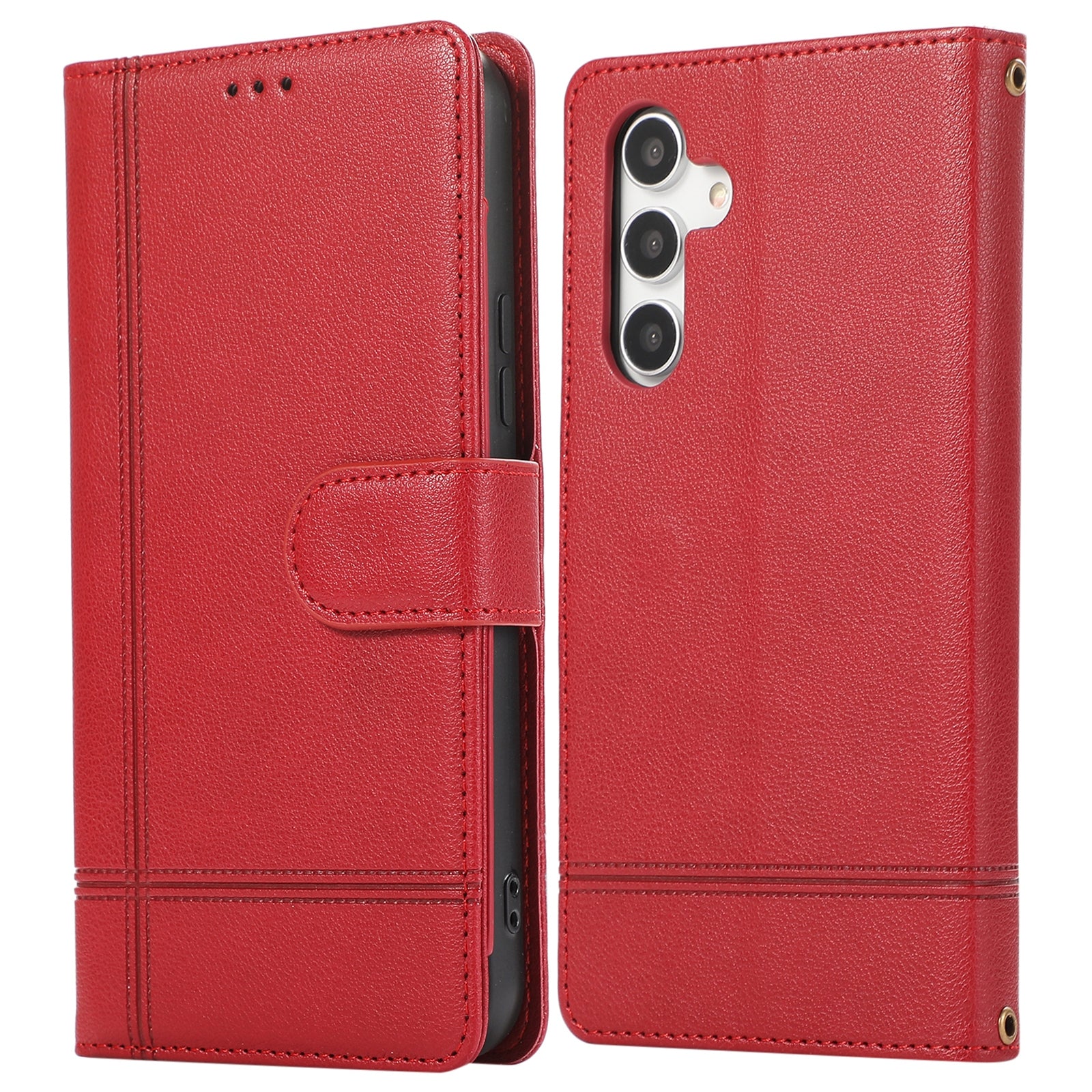 For Samsung Galaxy A54 5G Cell Phone Case Built-in Mirror PU Leather Wallet Stand Anti-drop Cover - Beige