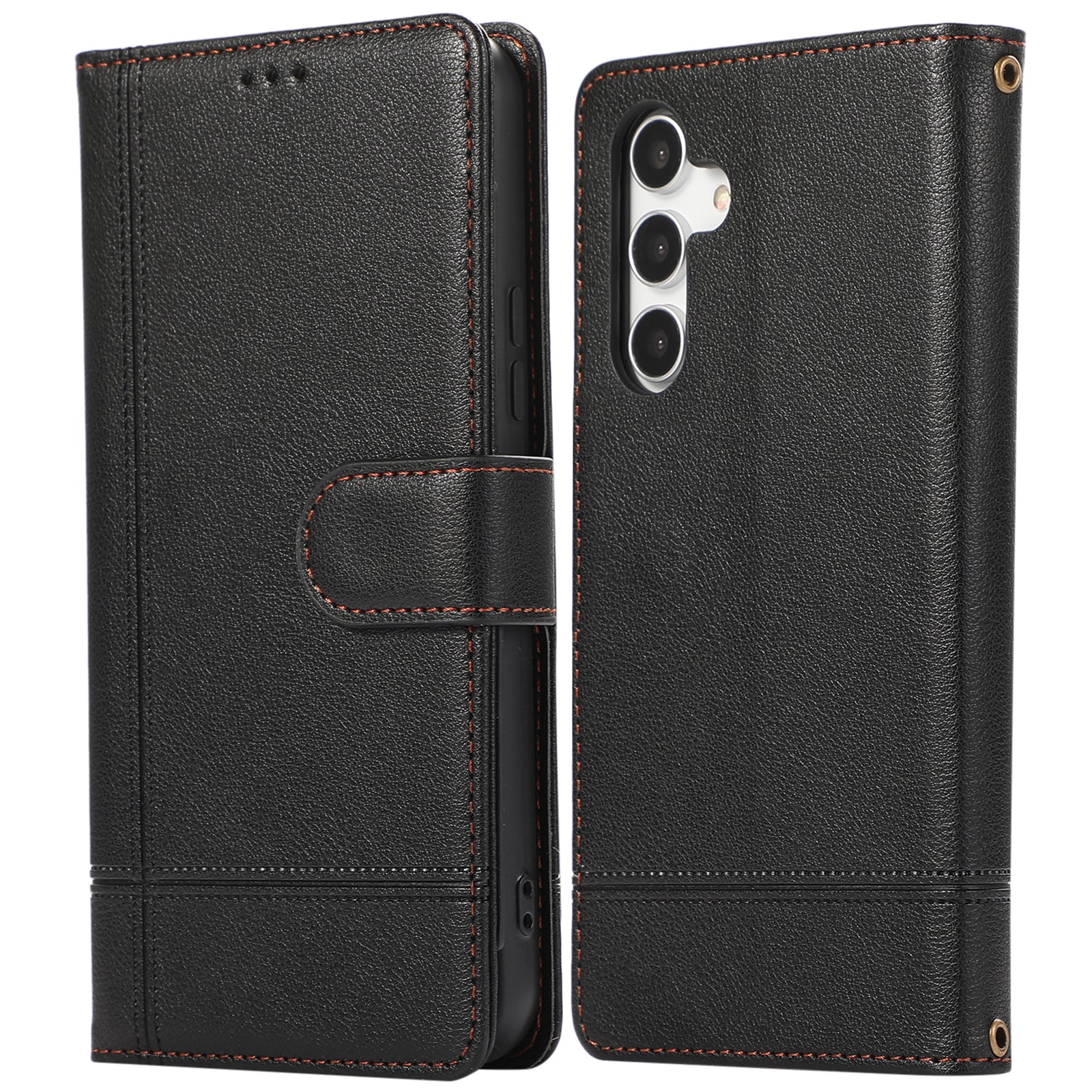 For Samsung Galaxy A54 5G Cell Phone Case Built-in Mirror PU Leather Wallet Stand Anti-drop Cover - Beige