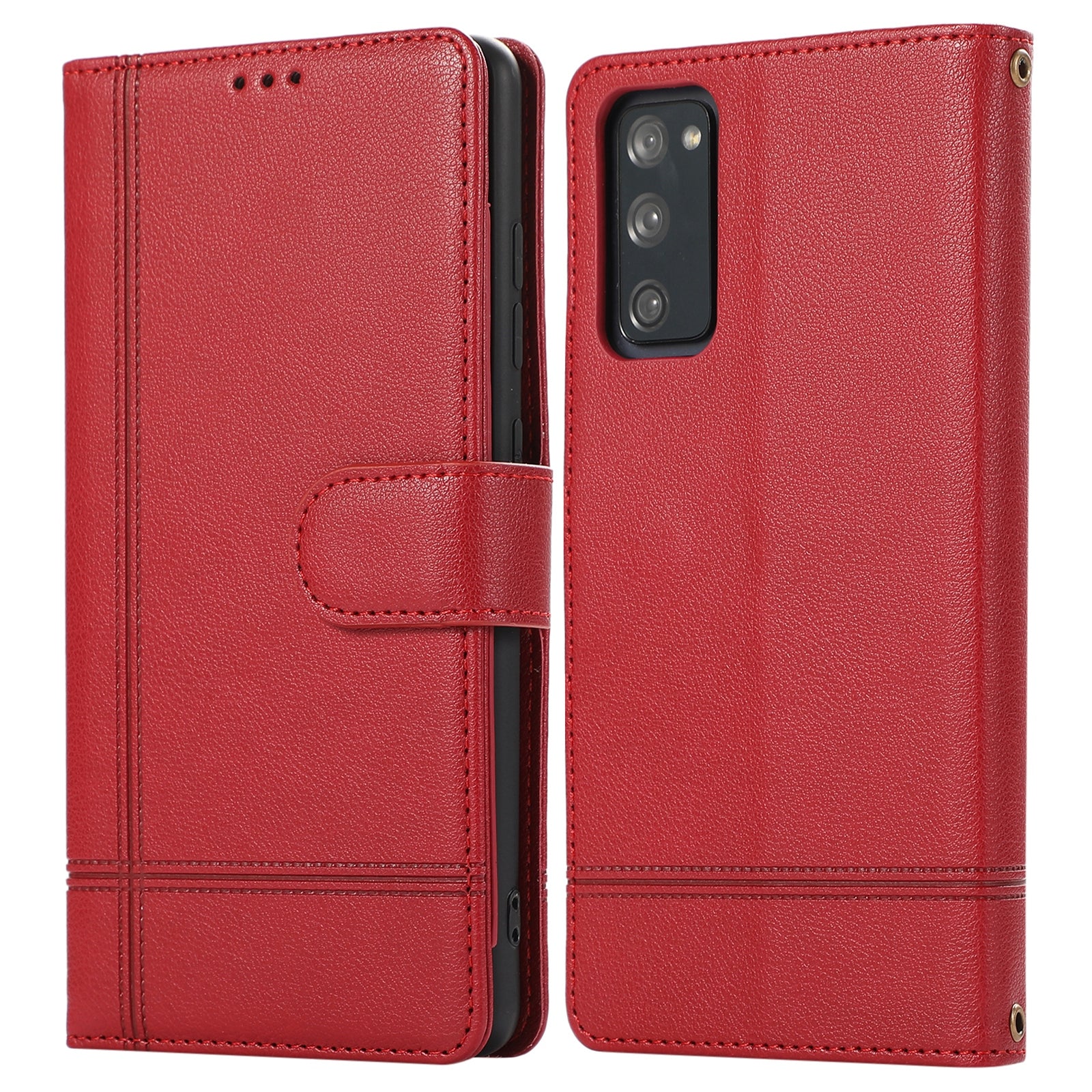 For Samsung Galaxy S20 FE 4G / S20 FE 5G / S20 Lite / S20 FE 2022 Case Leather Wallet Phone Cover with Mirror - Rose Gold