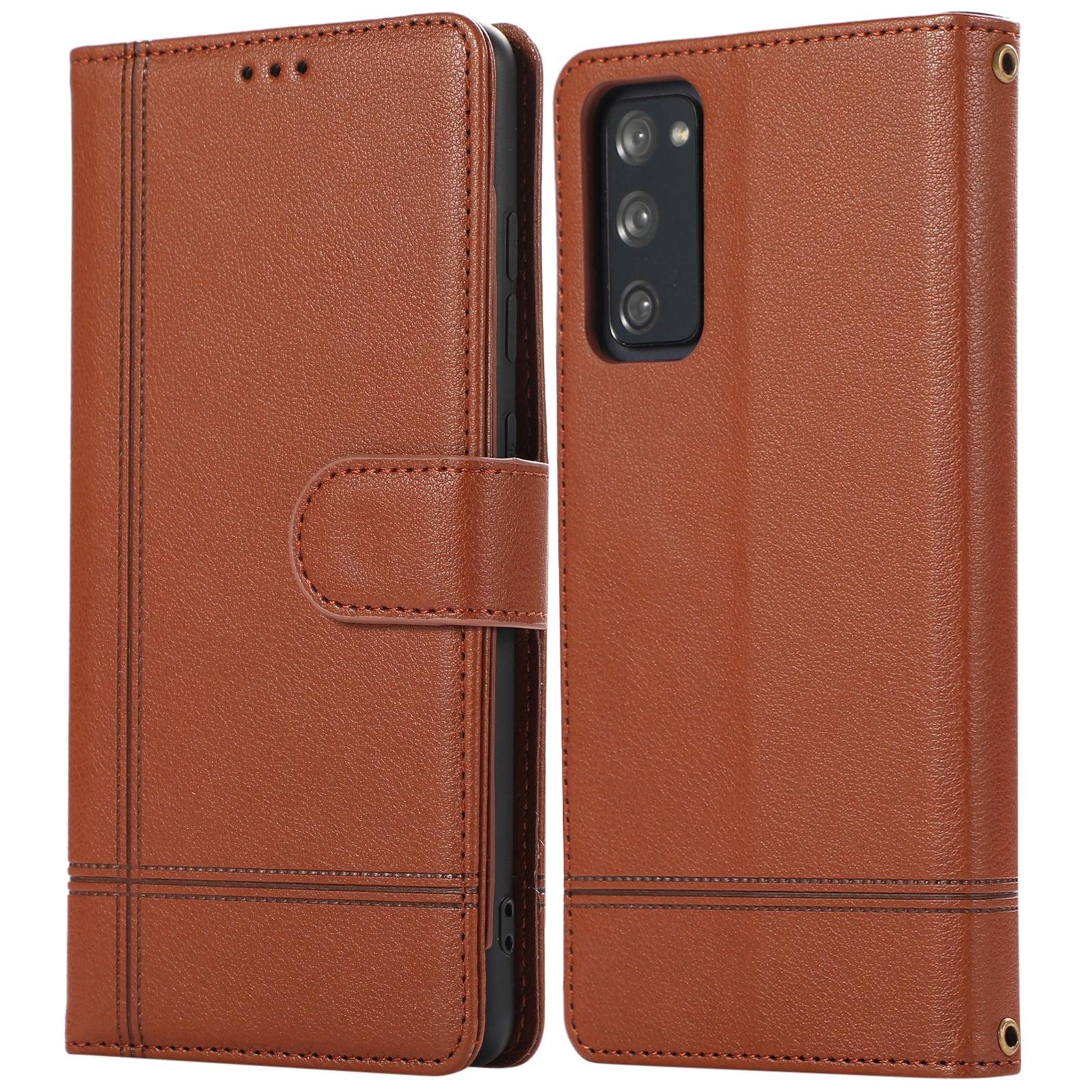 For Samsung Galaxy S20 FE 4G / S20 FE 5G / S20 Lite / S20 FE 2022 Case Leather Wallet Phone Cover with Mirror - Rose Gold