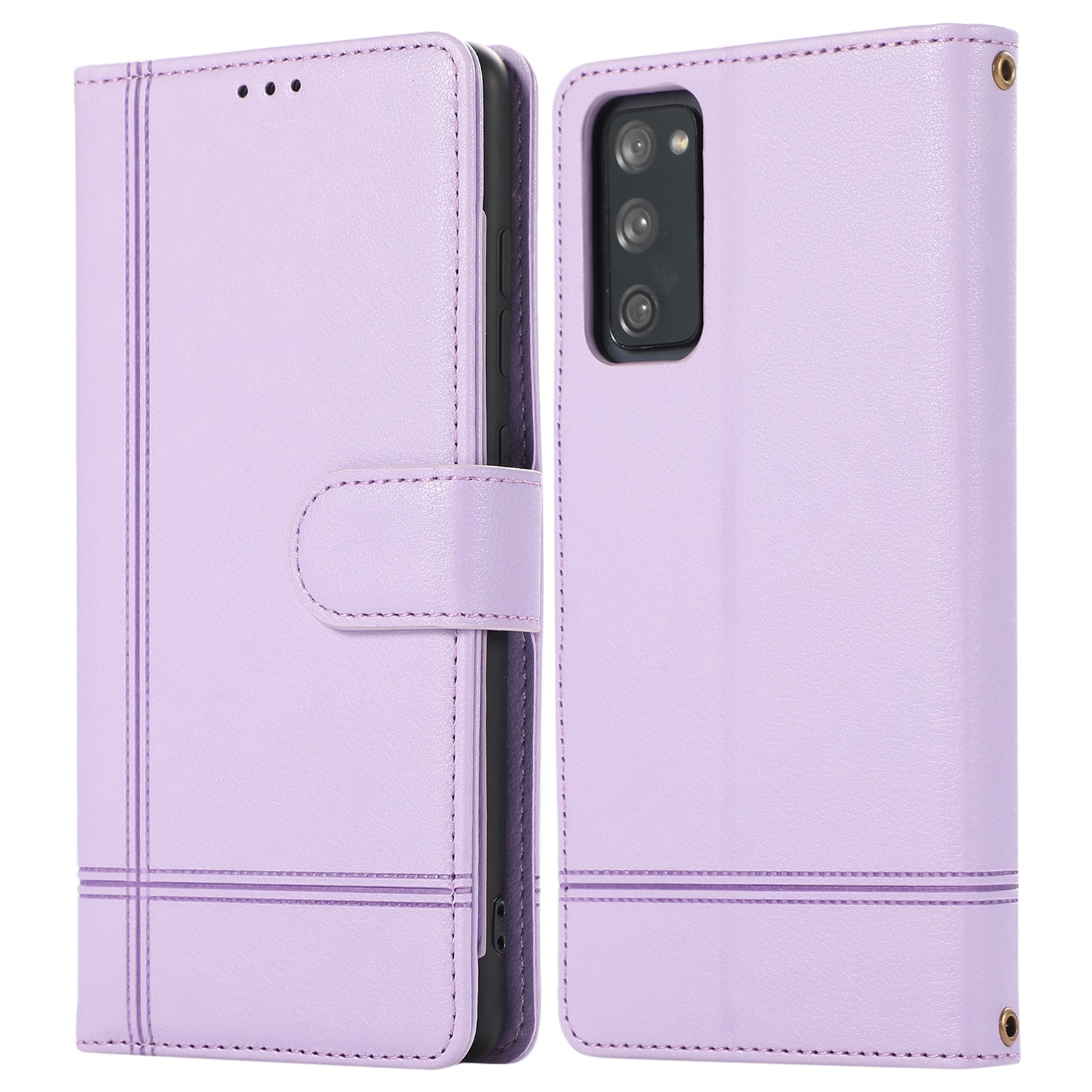 For Samsung Galaxy S20 FE 4G / S20 FE 5G / S20 Lite / S20 FE 2022 Case Leather Wallet Phone Cover with Mirror - Rose Gold