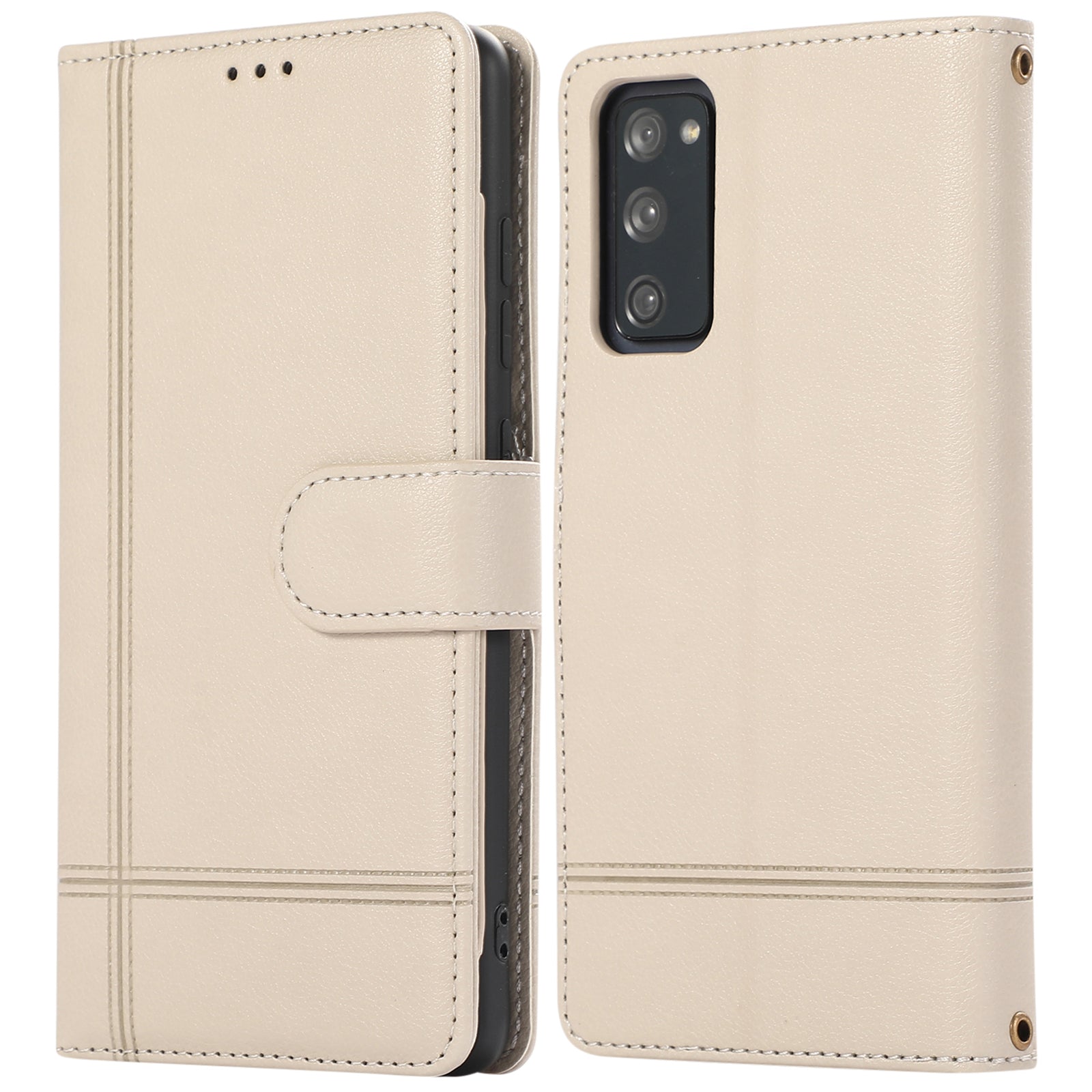 For Samsung Galaxy S20 FE 4G / S20 FE 5G / S20 Lite / S20 FE 2022 Case Leather Wallet Phone Cover with Mirror - Rose Gold