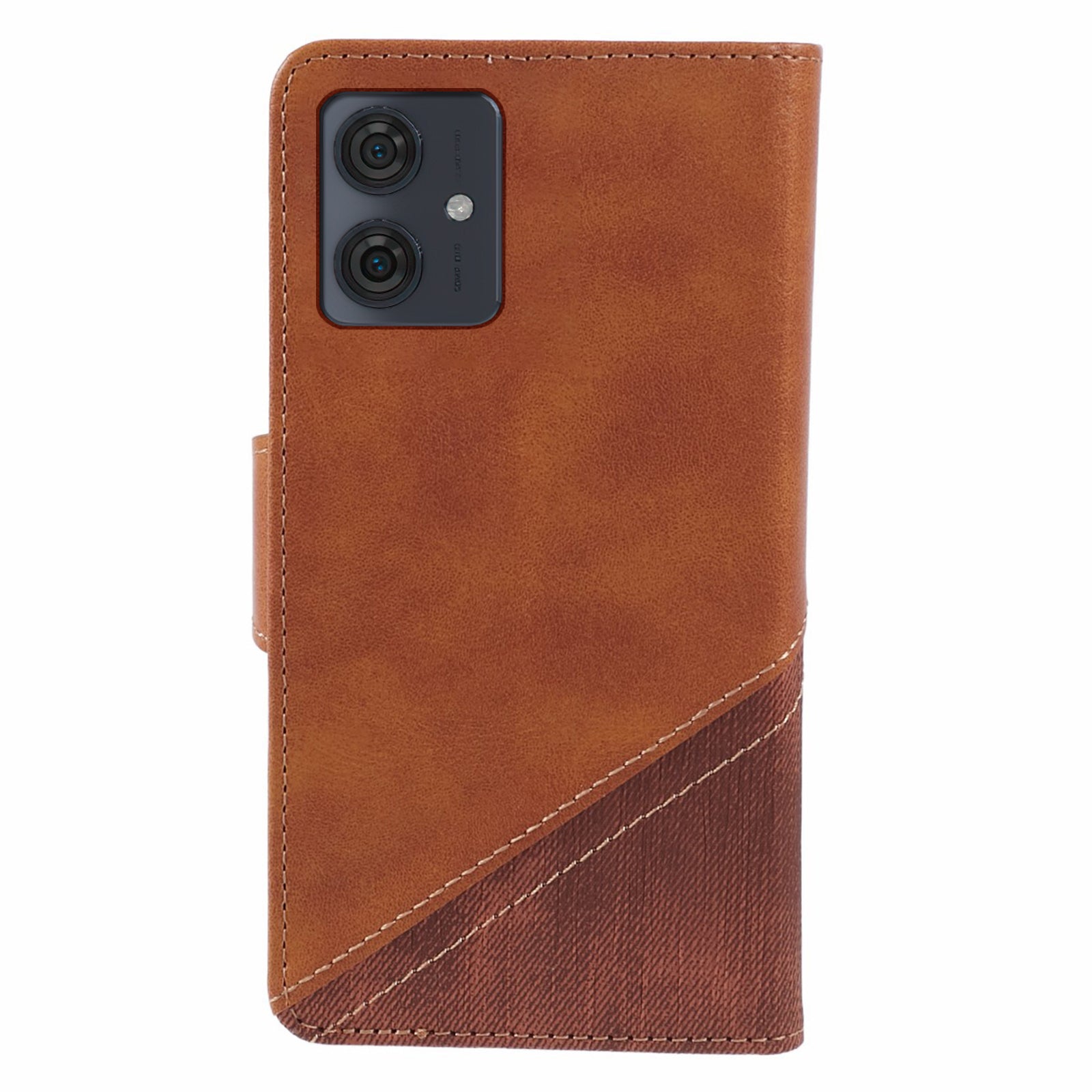 For Motorola Moto G54 5G PU Leather Cell Phone Case Splicing Crazy Horse Texture Wallet Cover - Brown