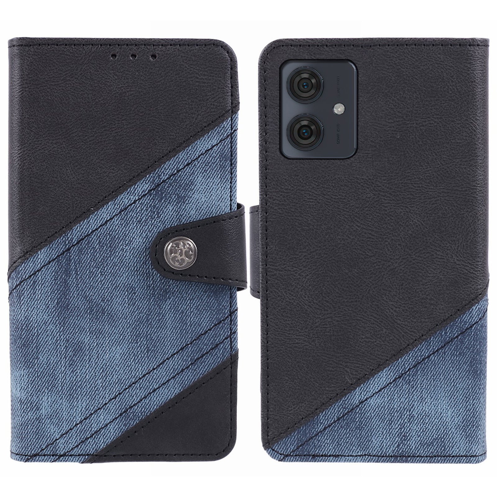 For Motorola Moto G54 5G PU Leather Cell Phone Case Splicing Crazy Horse Texture Wallet Cover - Brown
