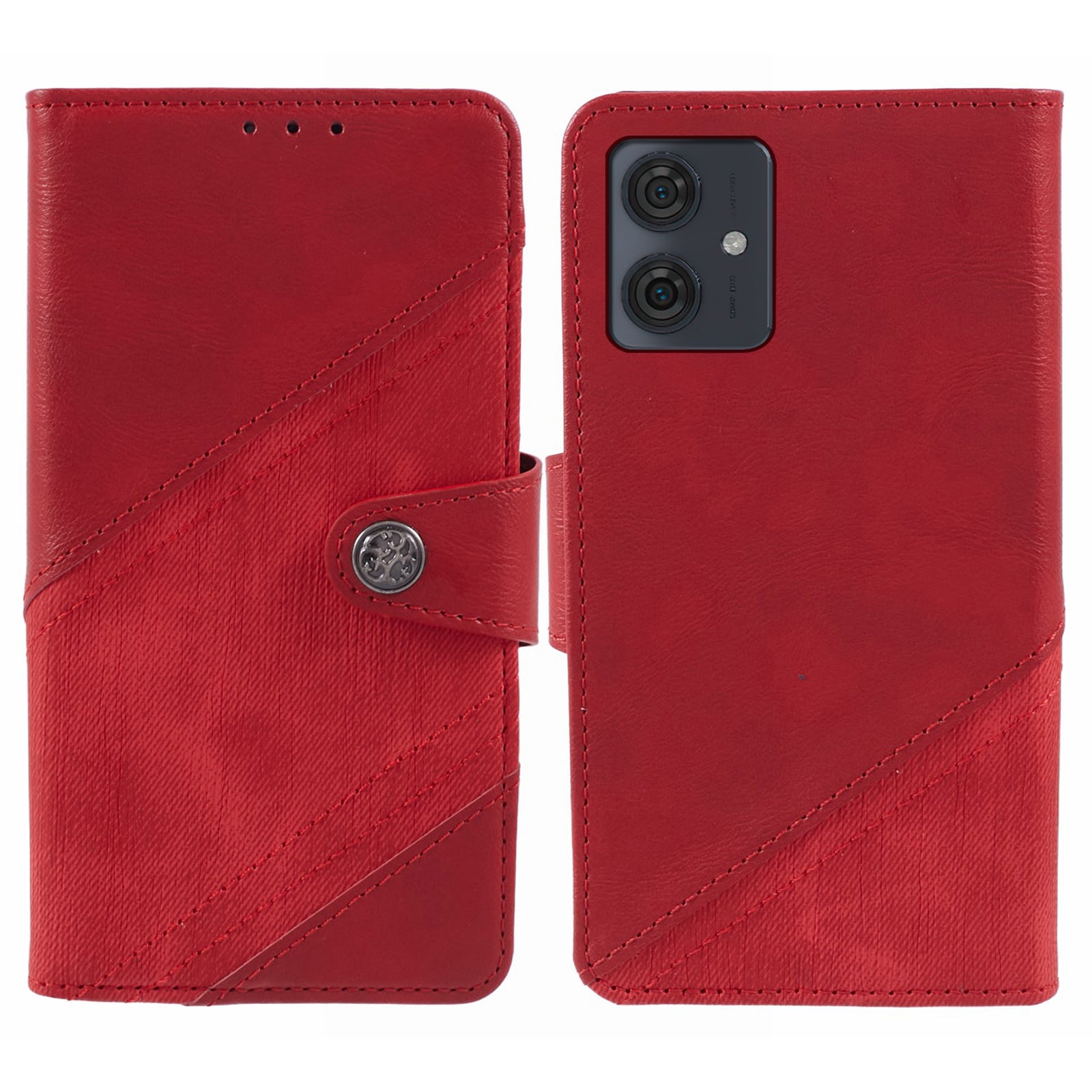For Motorola Moto G54 5G PU Leather Cell Phone Case Splicing Crazy Horse Texture Wallet Cover - Brown