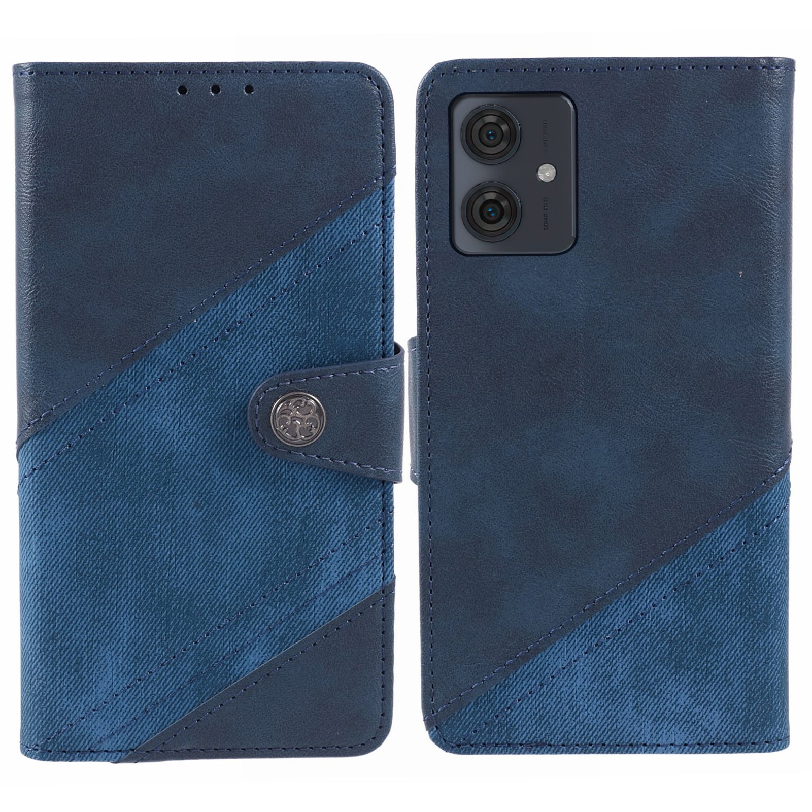 For Motorola Moto G54 5G PU Leather Cell Phone Case Splicing Crazy Horse Texture Wallet Cover - Brown