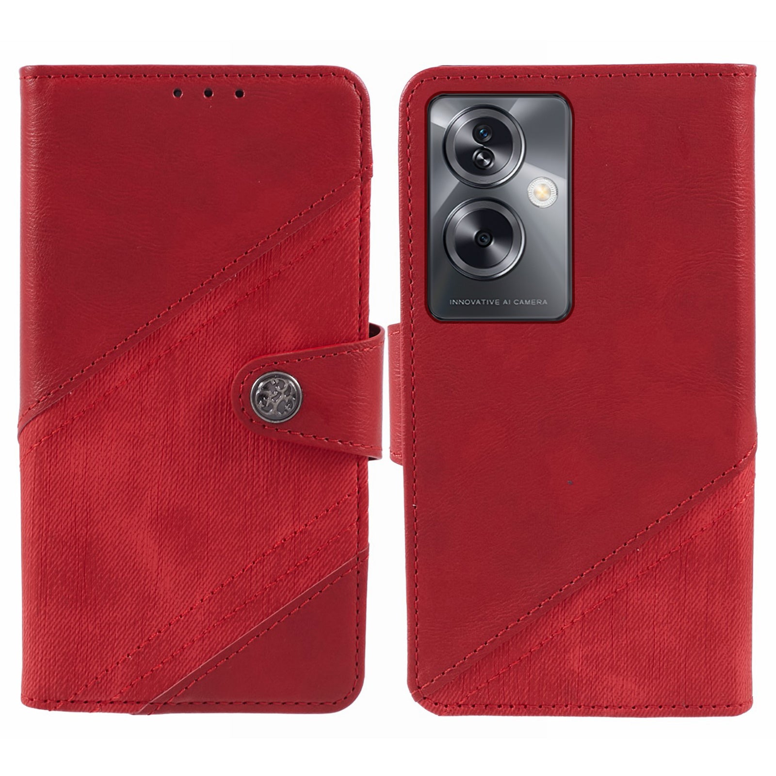 For Oppo A79 5G PU Leather Phone Case Crazy Horse Texture Mobile Phone Shell Wallet - Red