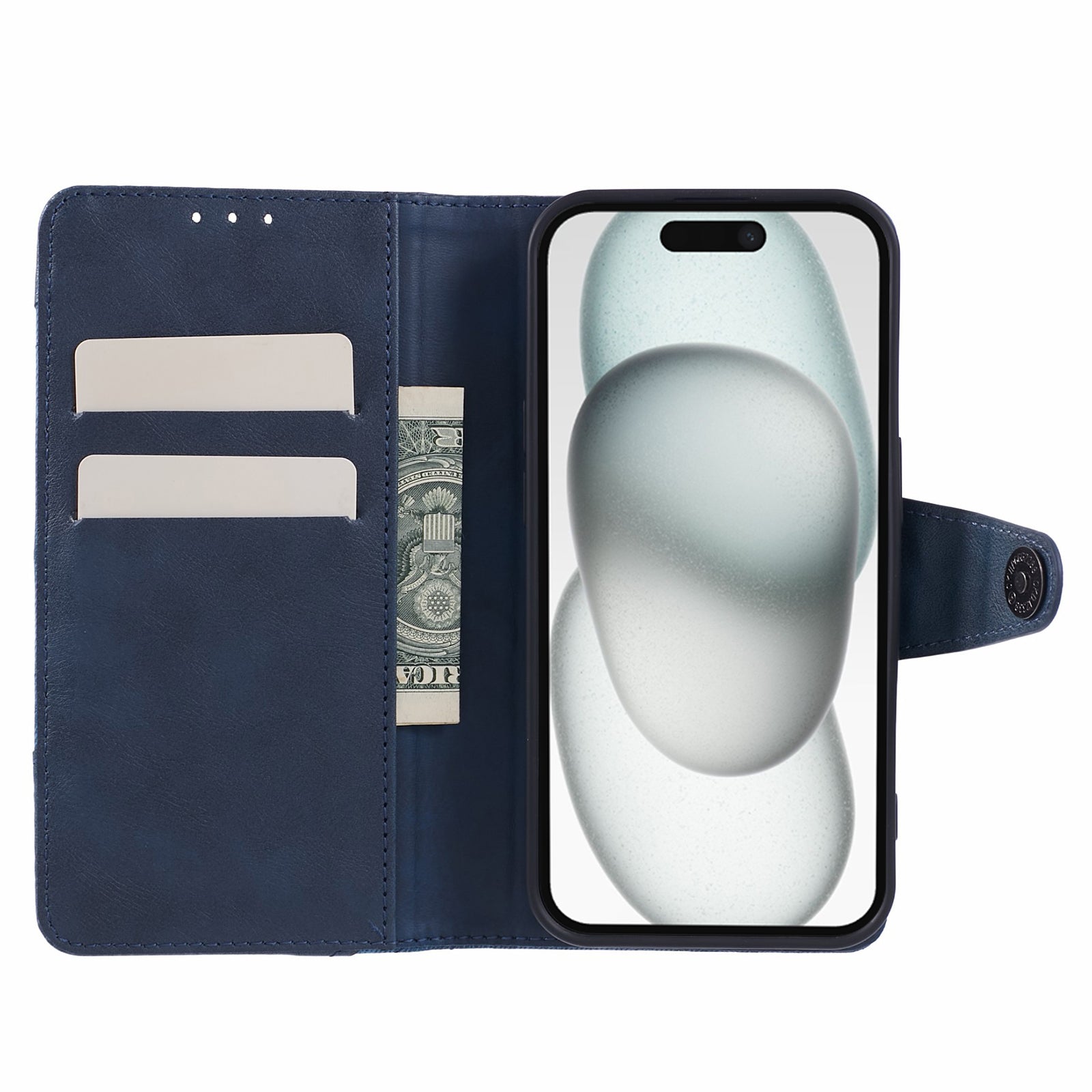 For Google Pixel 8a Wallet Phone Case PU Leather Splicing Mobile Cover Dustproof Shell - Dark Blue