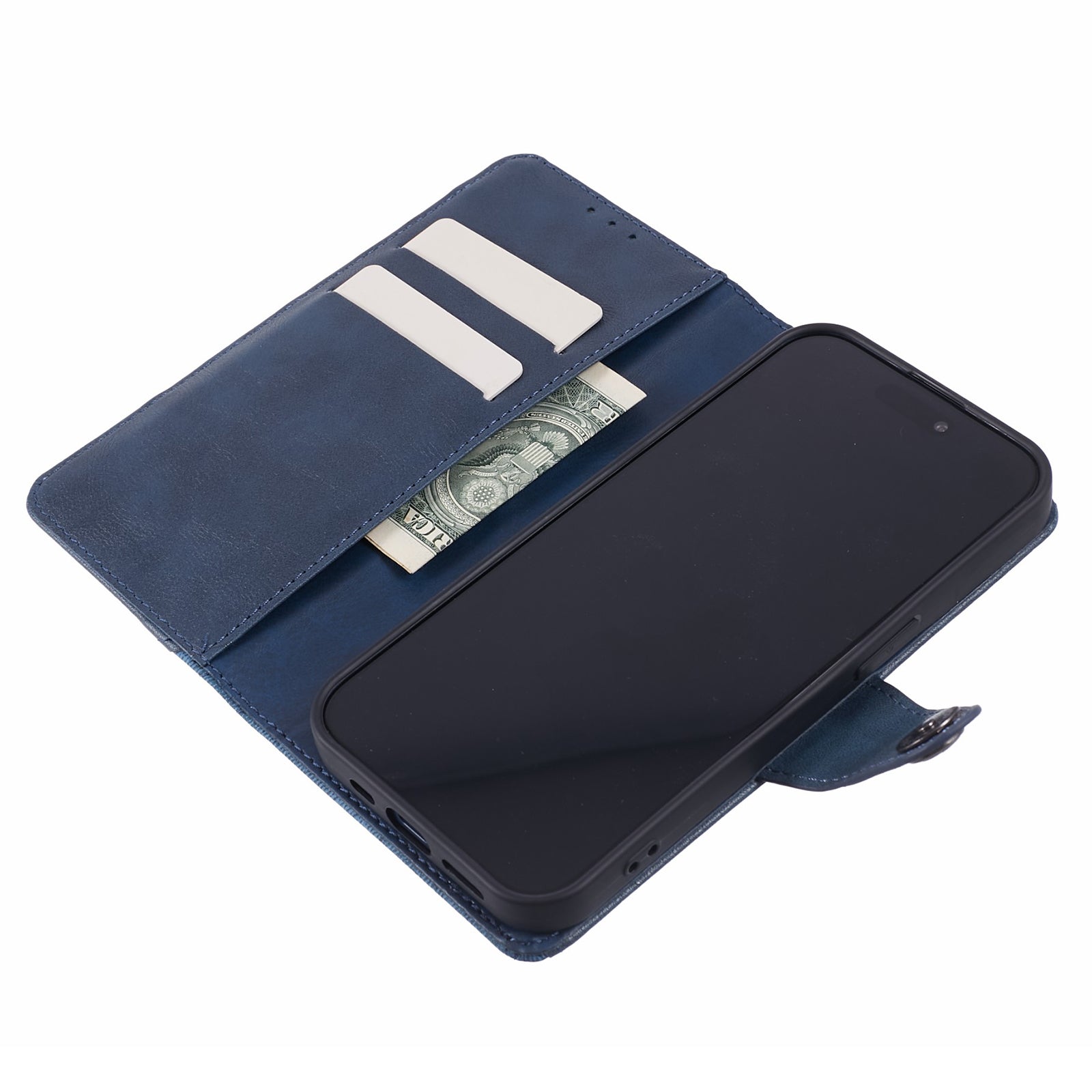For Google Pixel 8a Wallet Phone Case PU Leather Splicing Mobile Cover Dustproof Shell - Dark Blue