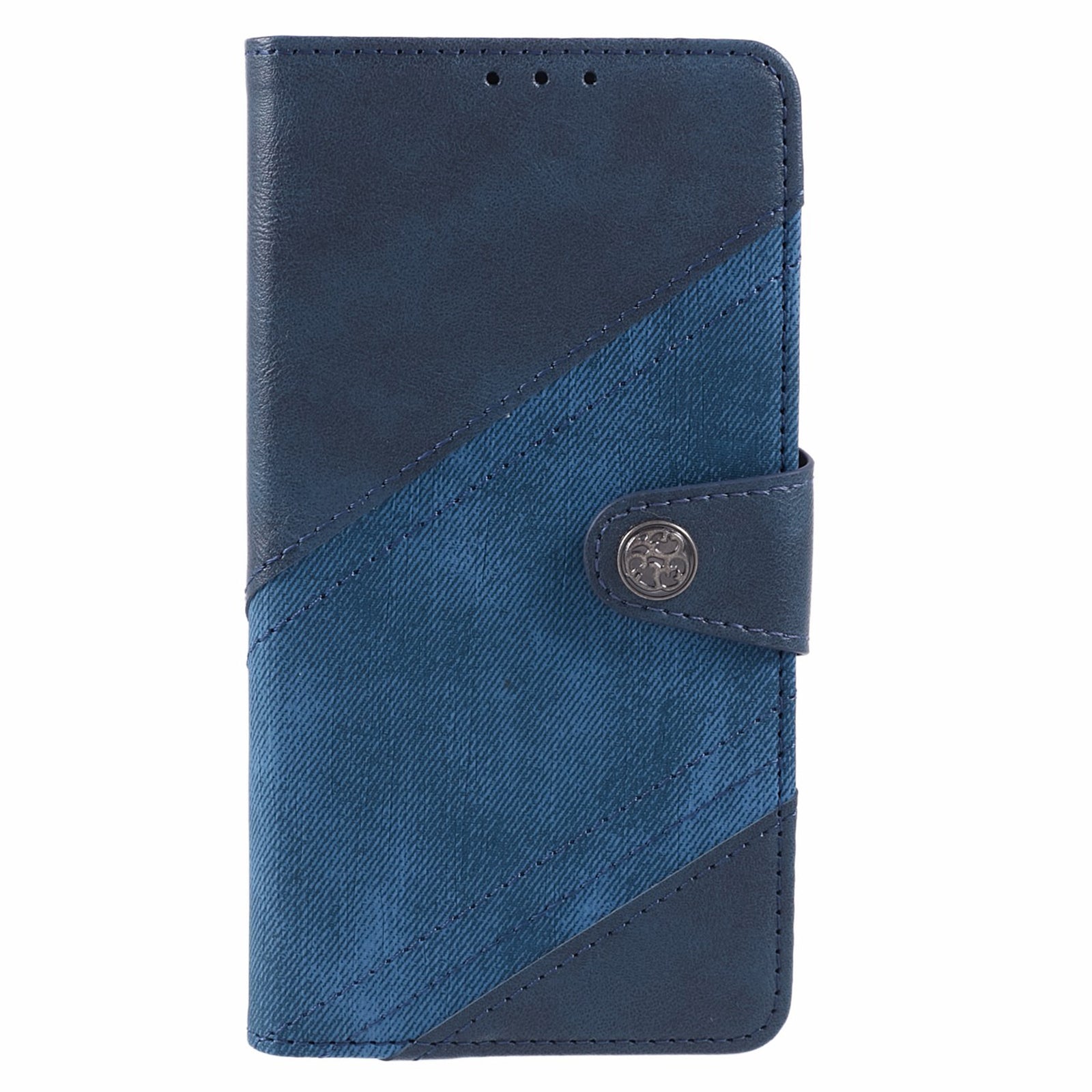 For Google Pixel 8a Wallet Phone Case PU Leather Splicing Mobile Cover Dustproof Shell - Dark Blue