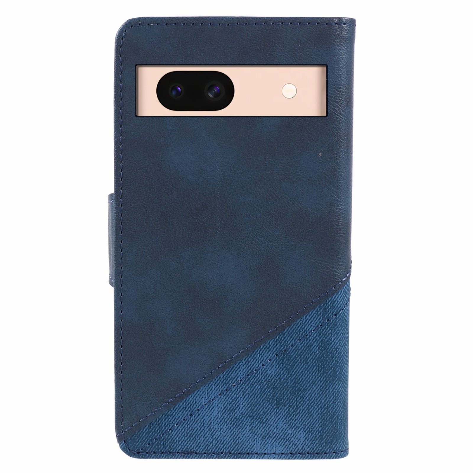 For Google Pixel 8a Wallet Phone Case PU Leather Splicing Mobile Cover Dustproof Shell - Dark Blue