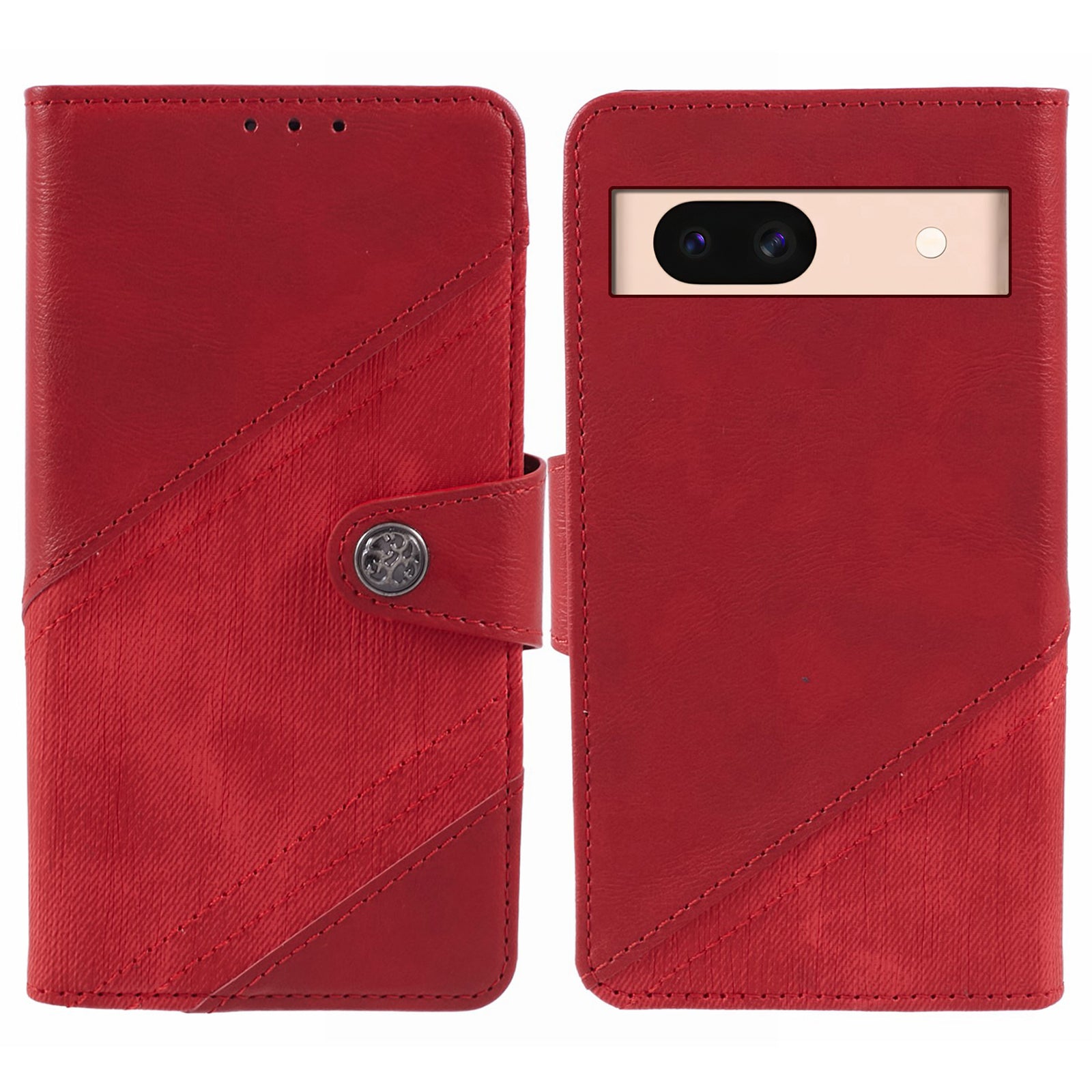 For Google Pixel 8a Wallet Phone Case PU Leather Splicing Mobile Cover Dustproof Shell - Dark Blue