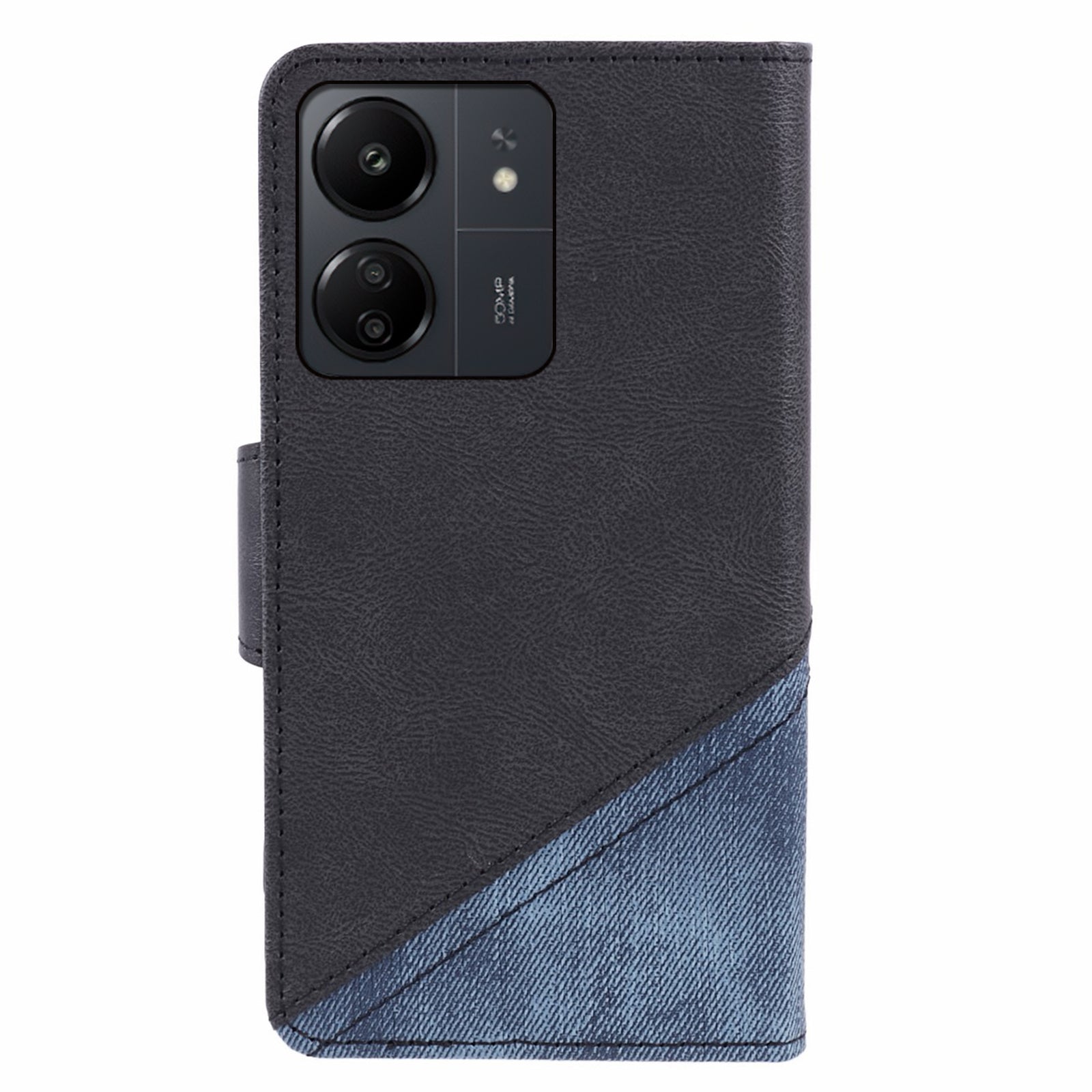 For Xiaomi Redmi 13C 4G / Poco C65 4G Phone Case Dustproof TPU+PU Leather Mobile Cover Shell Wallet - Black