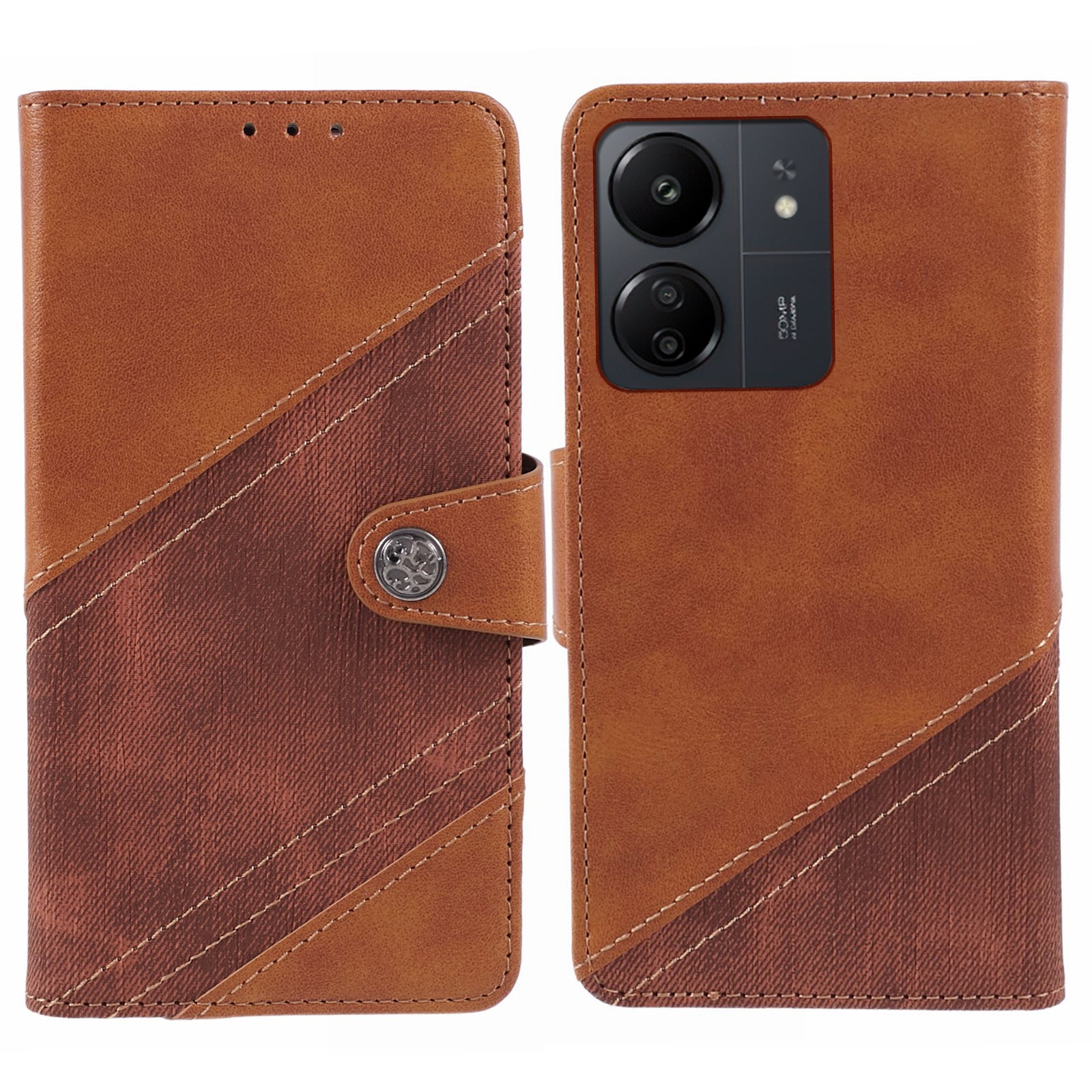 For Xiaomi Redmi 13C 4G / Poco C65 4G Phone Case Dustproof TPU+PU Leather Mobile Cover Shell Wallet - Black