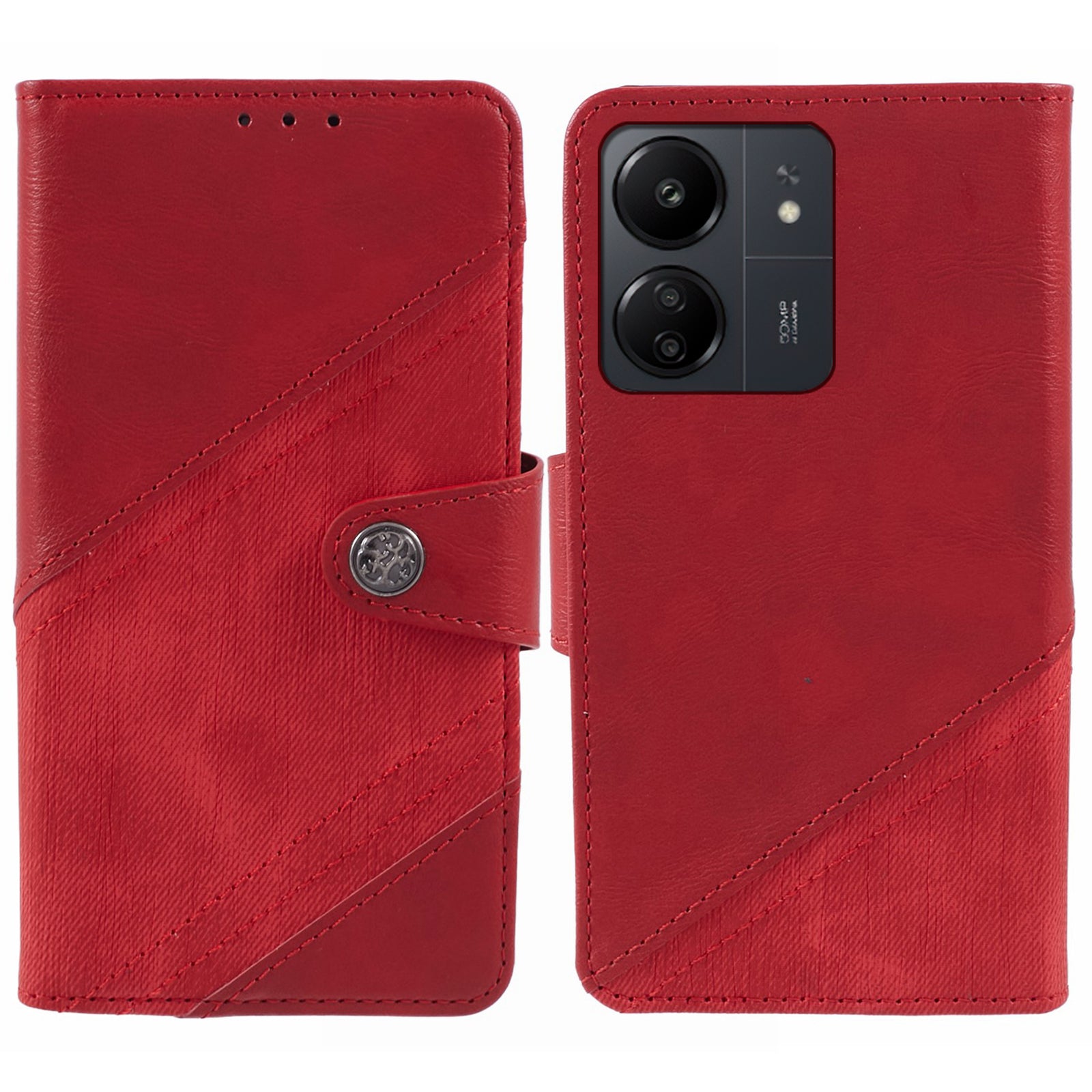 For Xiaomi Redmi 13C 4G / Poco C65 4G Phone Case Dustproof TPU+PU Leather Mobile Cover Shell Wallet - Black