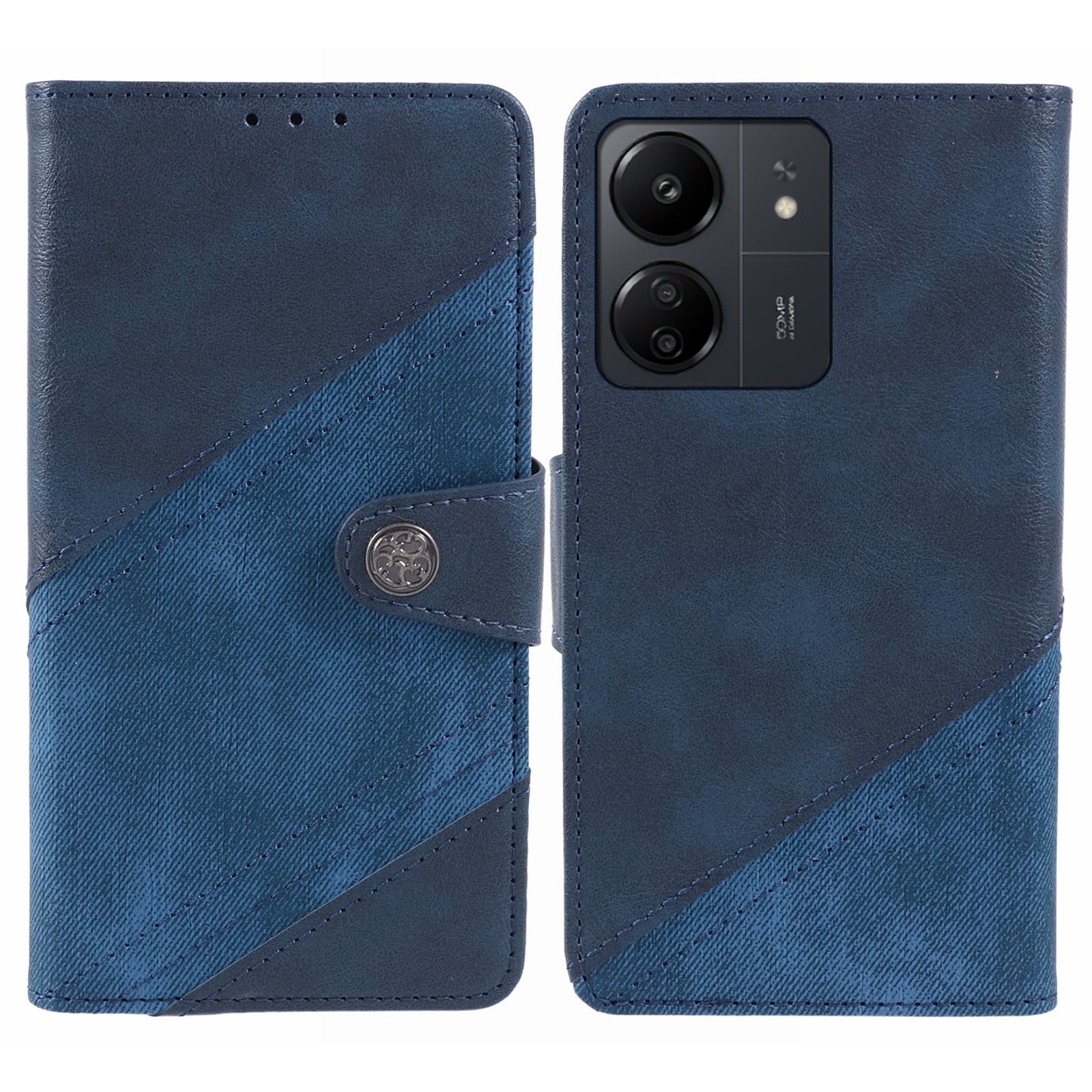For Xiaomi Redmi 13C 4G / Poco C65 4G Phone Case Dustproof TPU+PU Leather Mobile Cover Shell Wallet - Black