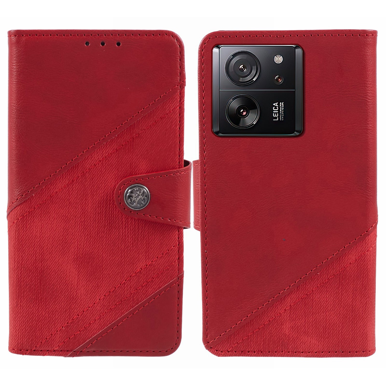 For Xiaomi 13T / 13T Pro / Redmi K60 Ultra Case Splicing Color Wallet PU Leather Phone Stand Cover - Brown
