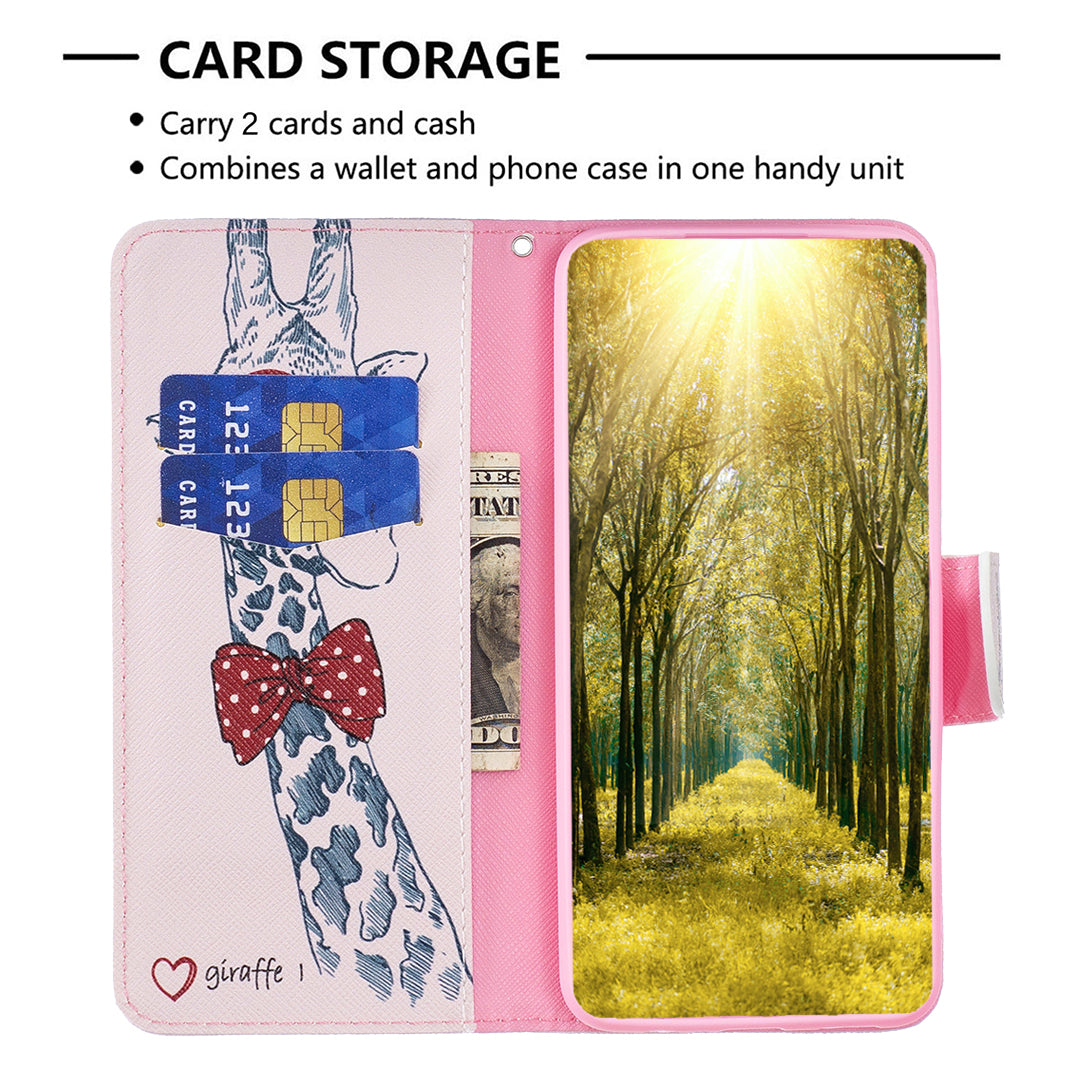 For Honor X7b 4G / 90 Smart PU Leather Magnetic Flip Cover Pattern Wallet Phone Case - Giraffe