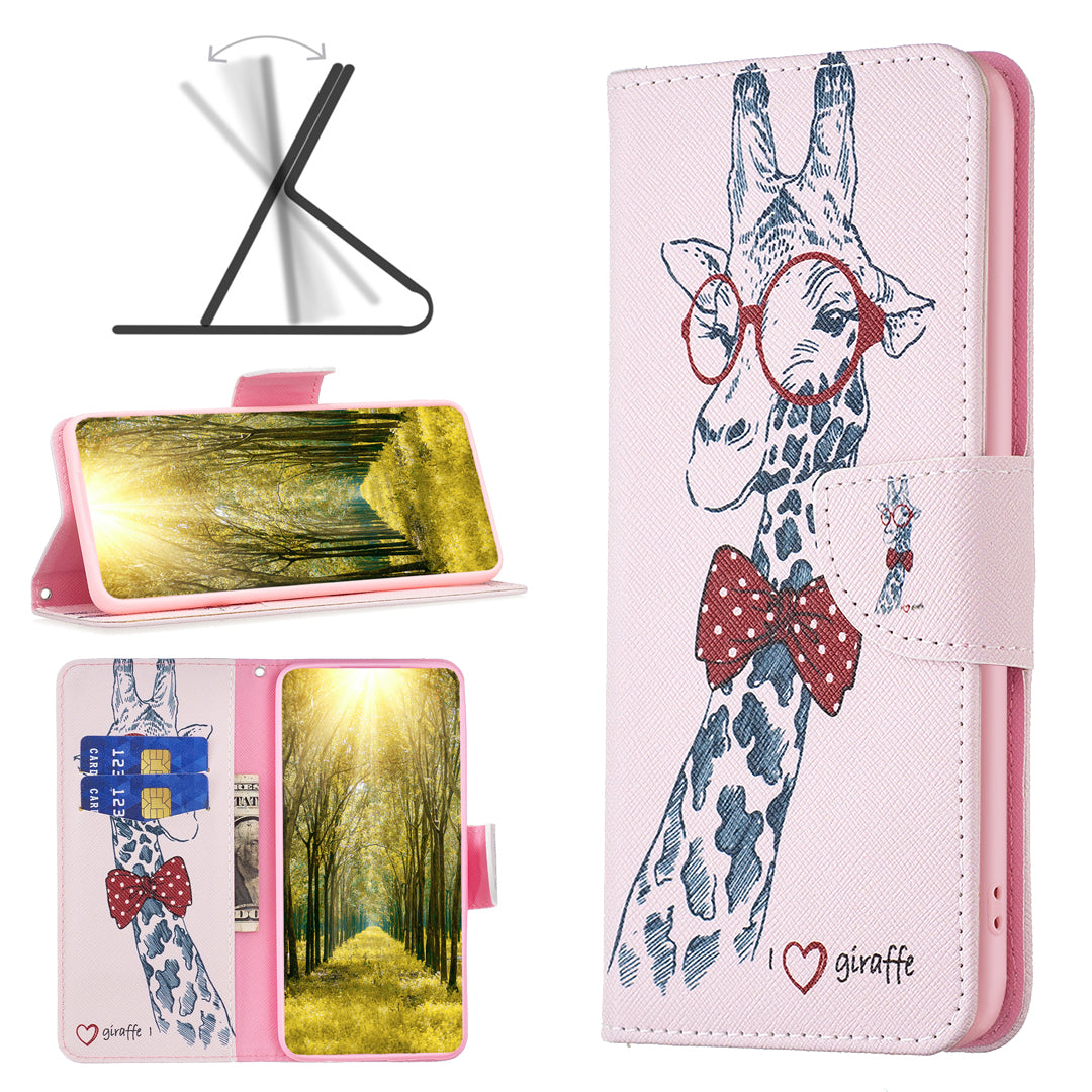For Honor X7b 4G / 90 Smart PU Leather Magnetic Flip Cover Pattern Wallet Phone Case - Giraffe