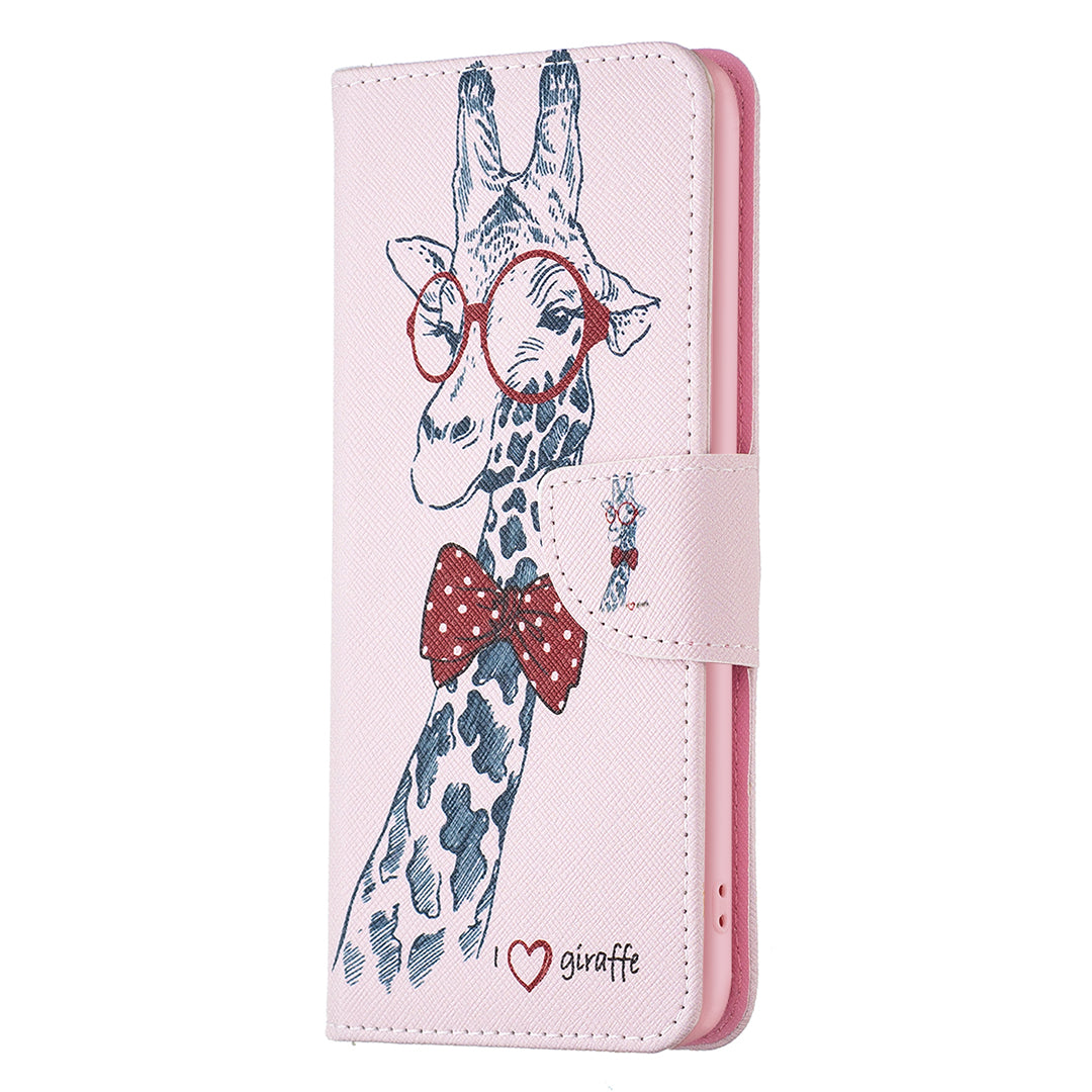 For Honor X7b 4G / 90 Smart PU Leather Magnetic Flip Cover Pattern Wallet Phone Case - Giraffe
