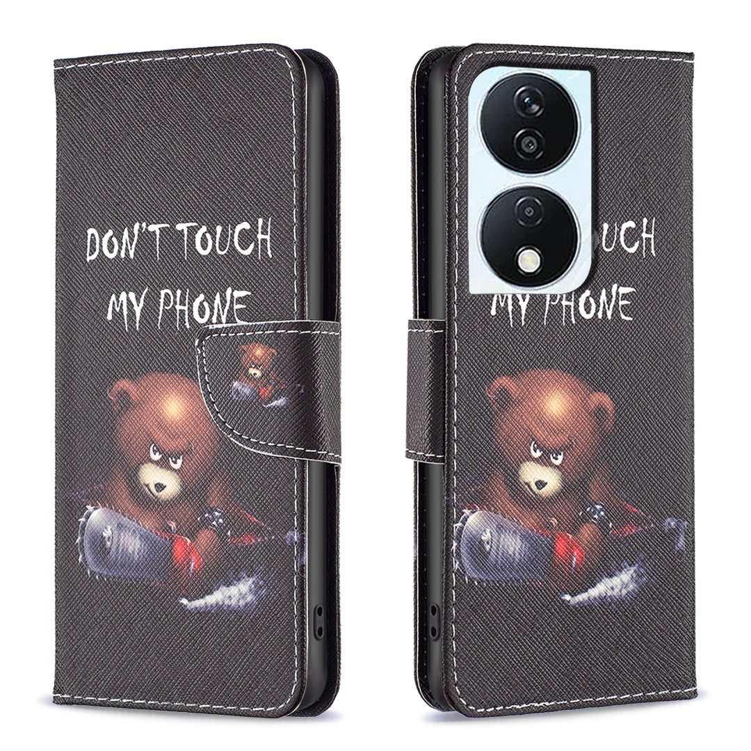 For Honor X7b 4G / 90 Smart PU Leather Magnetic Flip Cover Pattern Wallet Phone Case - Giraffe