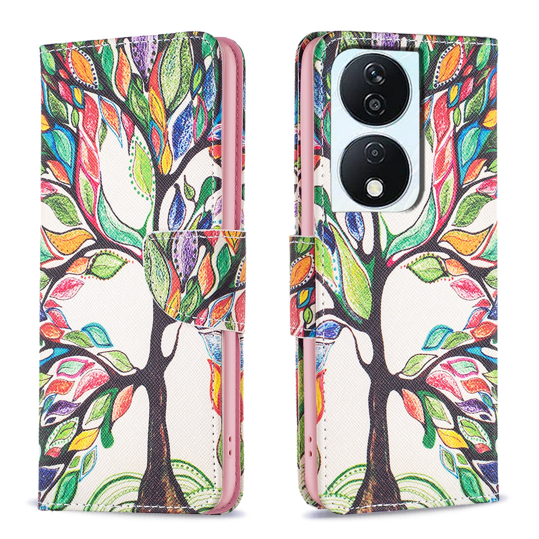 For Honor X7b 4G / 90 Smart PU Leather Magnetic Flip Cover Pattern Wallet Phone Case - Giraffe