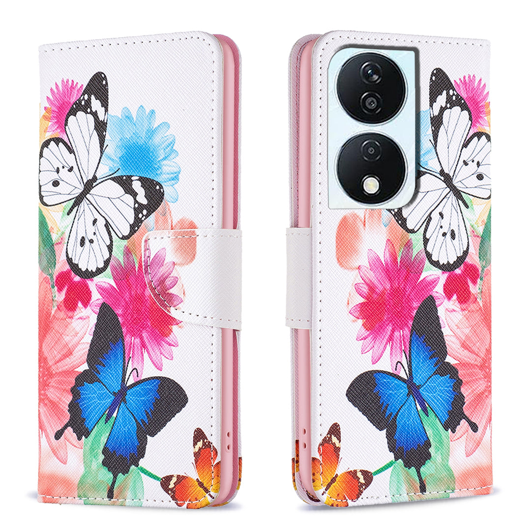 For Honor X7b 4G / 90 Smart PU Leather Magnetic Flip Cover Pattern Wallet Phone Case - Giraffe