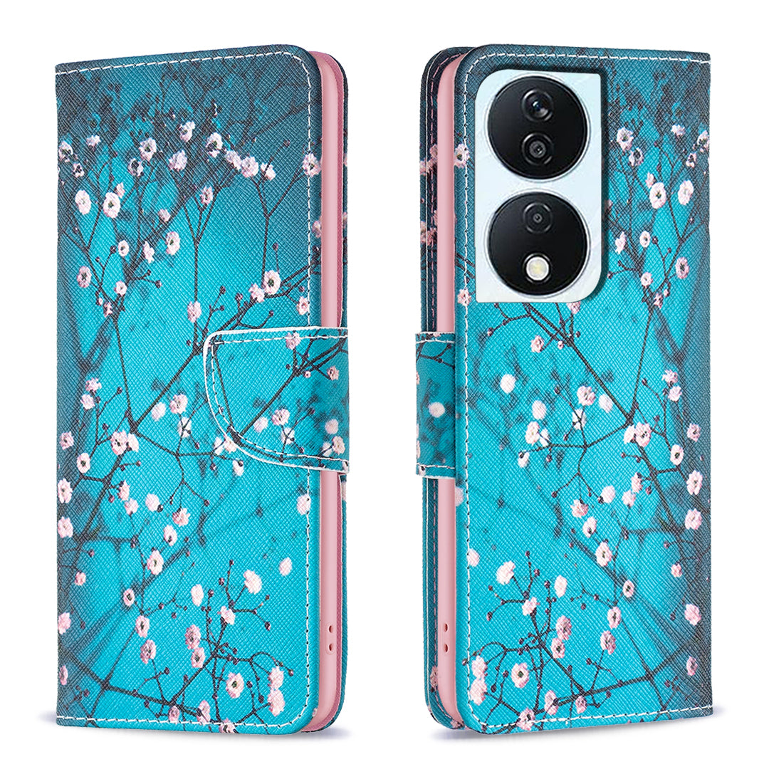 For Honor X7b 4G / 90 Smart PU Leather Magnetic Flip Cover Pattern Wallet Phone Case - Giraffe