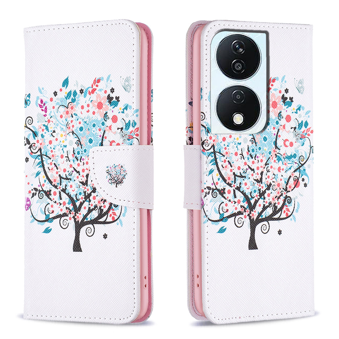 For Honor X7b 4G / 90 Smart PU Leather Magnetic Flip Cover Pattern Wallet Phone Case - Giraffe