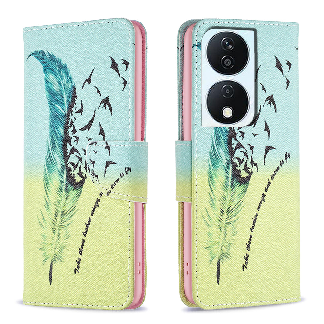 For Honor X7b 4G / 90 Smart PU Leather Magnetic Flip Cover Pattern Wallet Phone Case - Giraffe