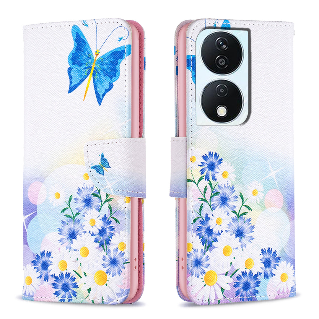 For Honor X7b 4G / 90 Smart PU Leather Magnetic Flip Cover Pattern Wallet Phone Case - Giraffe