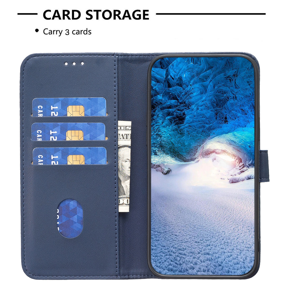 BINFEN COLOR BF17 For Honor X7b 4G / 90 Smart Phone Case PU Leather Phone Wallet Cover - Blue