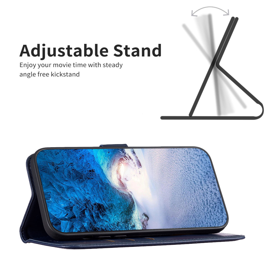 BINFEN COLOR BF17 For Honor X7b 4G / 90 Smart Phone Case PU Leather Phone Wallet Cover - Blue