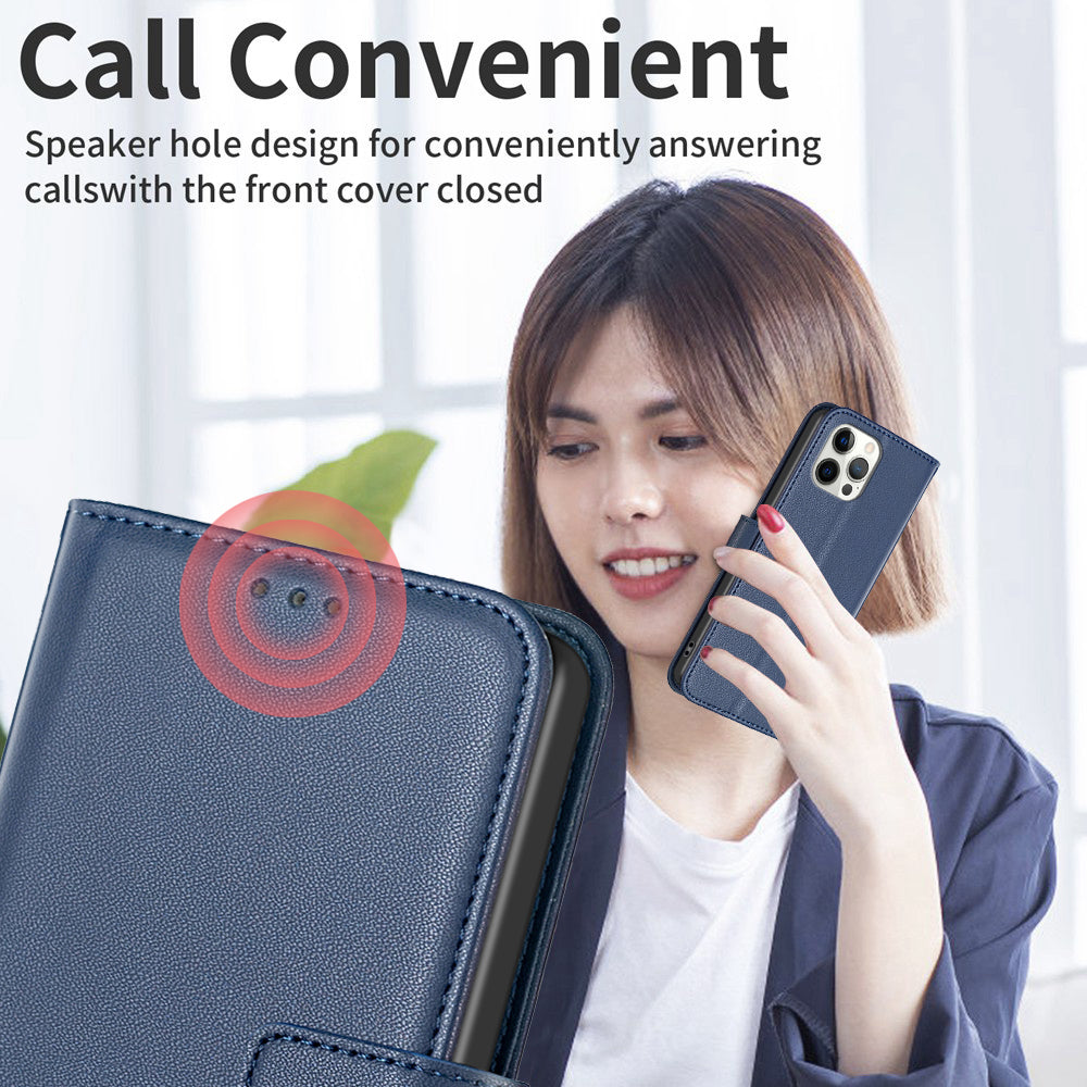BINFEN COLOR BF17 For Honor X7b 4G / 90 Smart Phone Case PU Leather Phone Wallet Cover - Blue
