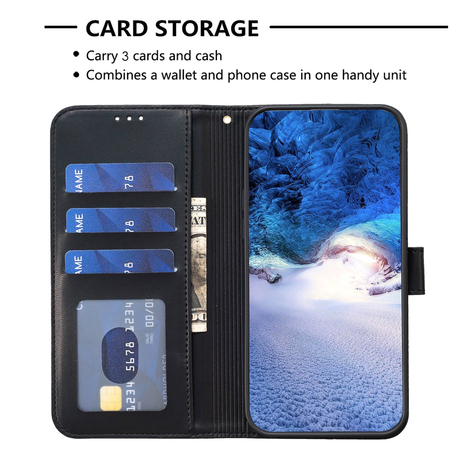 For Honor X7b 4G / 90 Smart Wallet Leather Case Clover Pattern Flip Phone Cover - Black