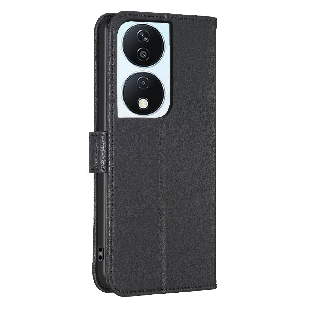 For Honor X7b 4G / 90 Smart Wallet Leather Case Clover Pattern Flip Phone Cover - Black