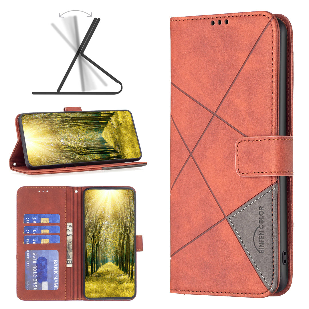 BINFEN COLOR BF05 For Honor X7b 4G / 90 Smart Leather Case Stand Wallet Protective Phone Cover - Brown