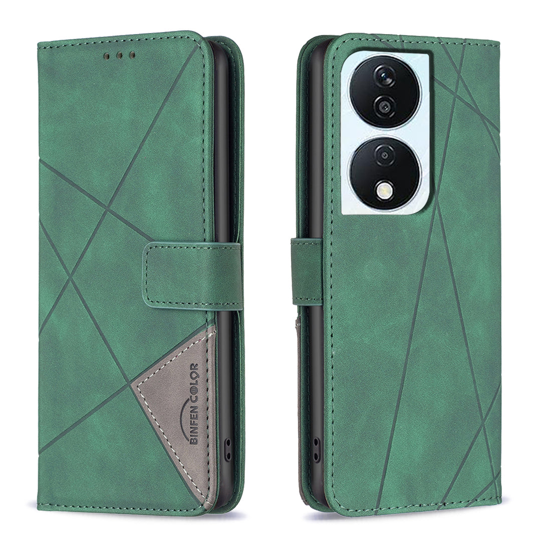 BINFEN COLOR BF05 For Honor X7b 4G / 90 Smart Leather Case Stand Wallet Protective Phone Cover - Brown