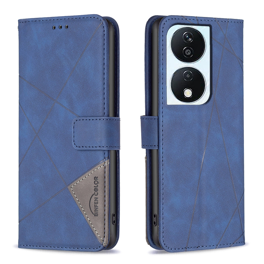 BINFEN COLOR BF05 For Honor X7b 4G / 90 Smart Leather Case Stand Wallet Protective Phone Cover - Brown