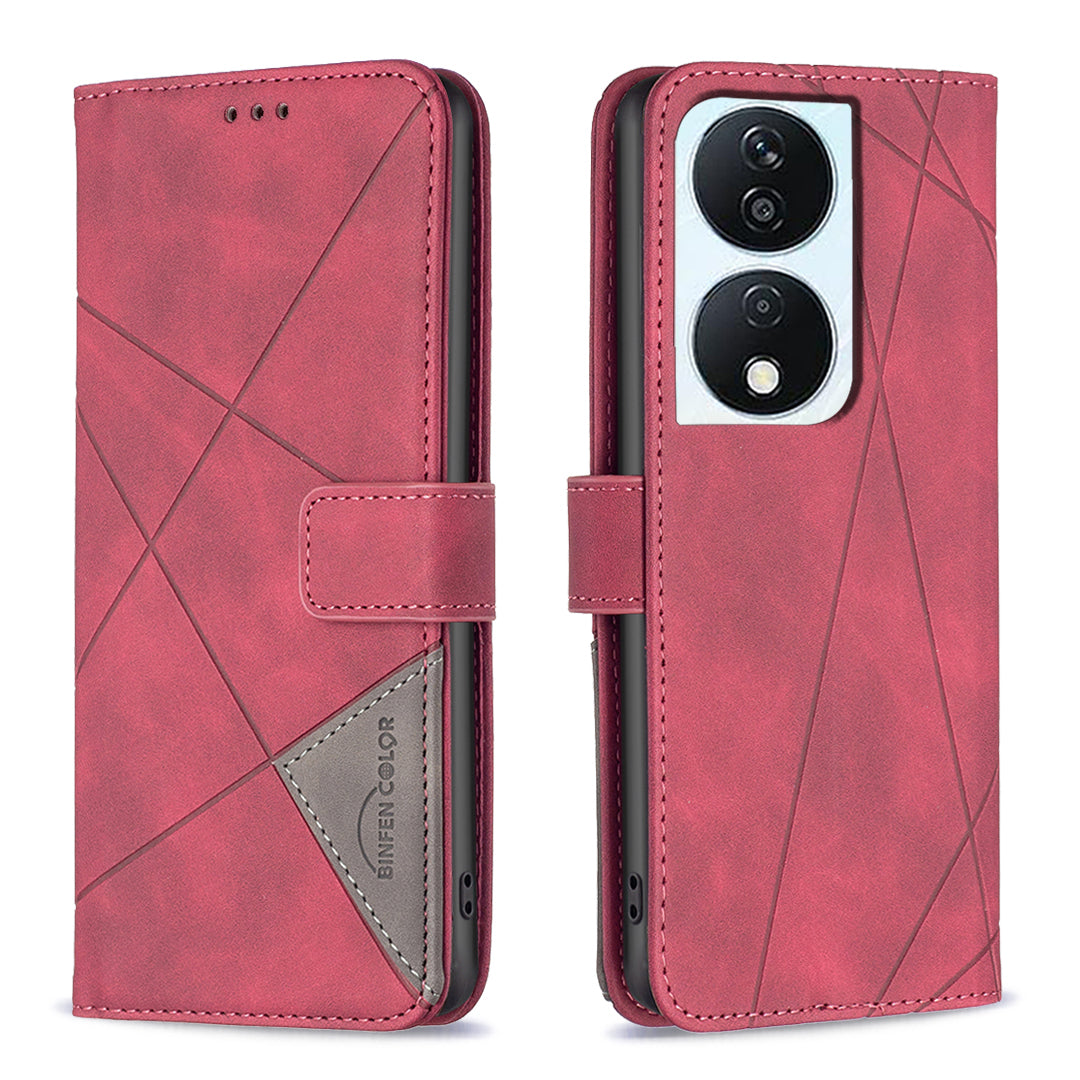 BINFEN COLOR BF05 For Honor X7b 4G / 90 Smart Leather Case Stand Wallet Protective Phone Cover - Brown